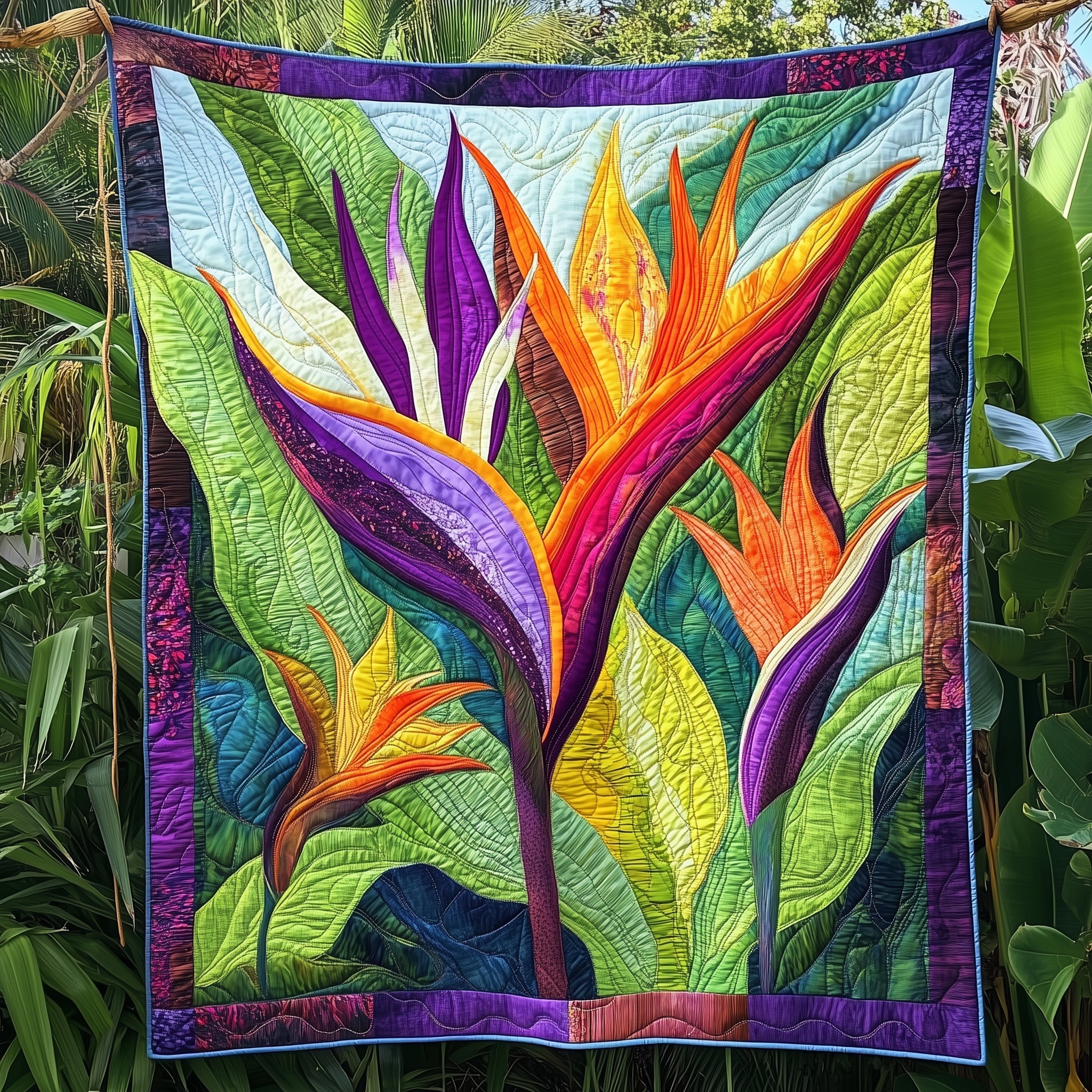 Bird Of Paradise Flower Quilted Blanket GFTONL3861