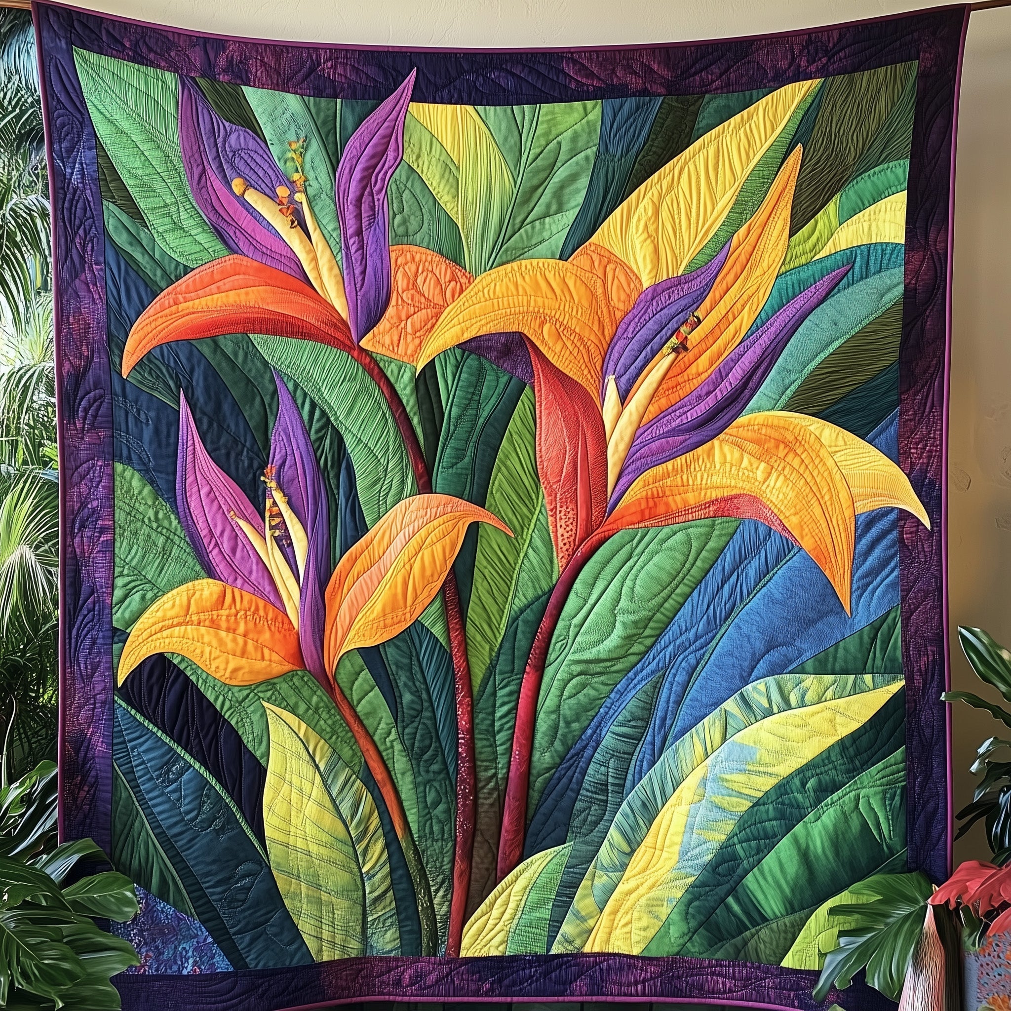 Bird Of Paradise Flower Quilted Blanket GFTONL3862