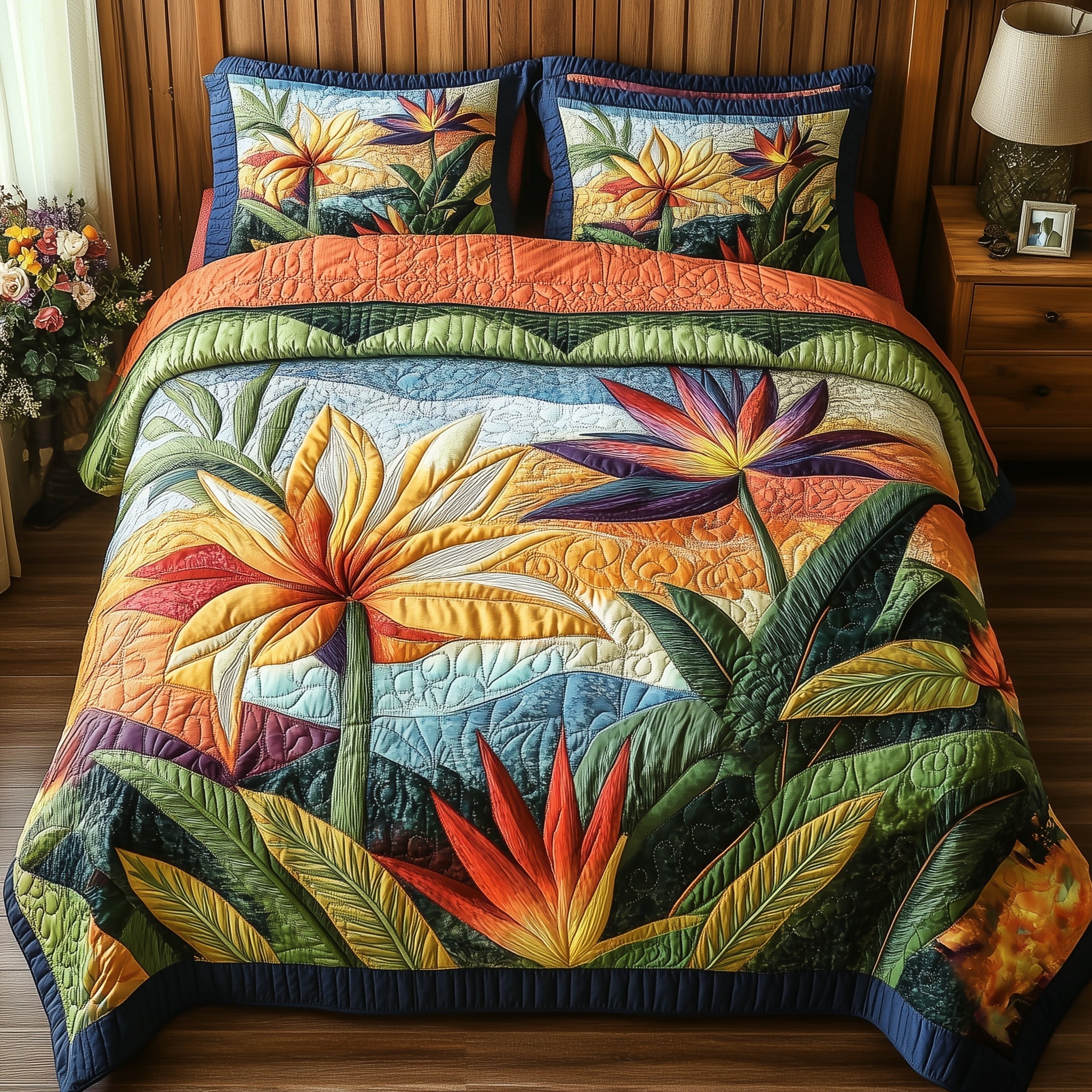 Bird Of Paradise Flower 3-Piece Quilted Bedding Set GFTONL3866