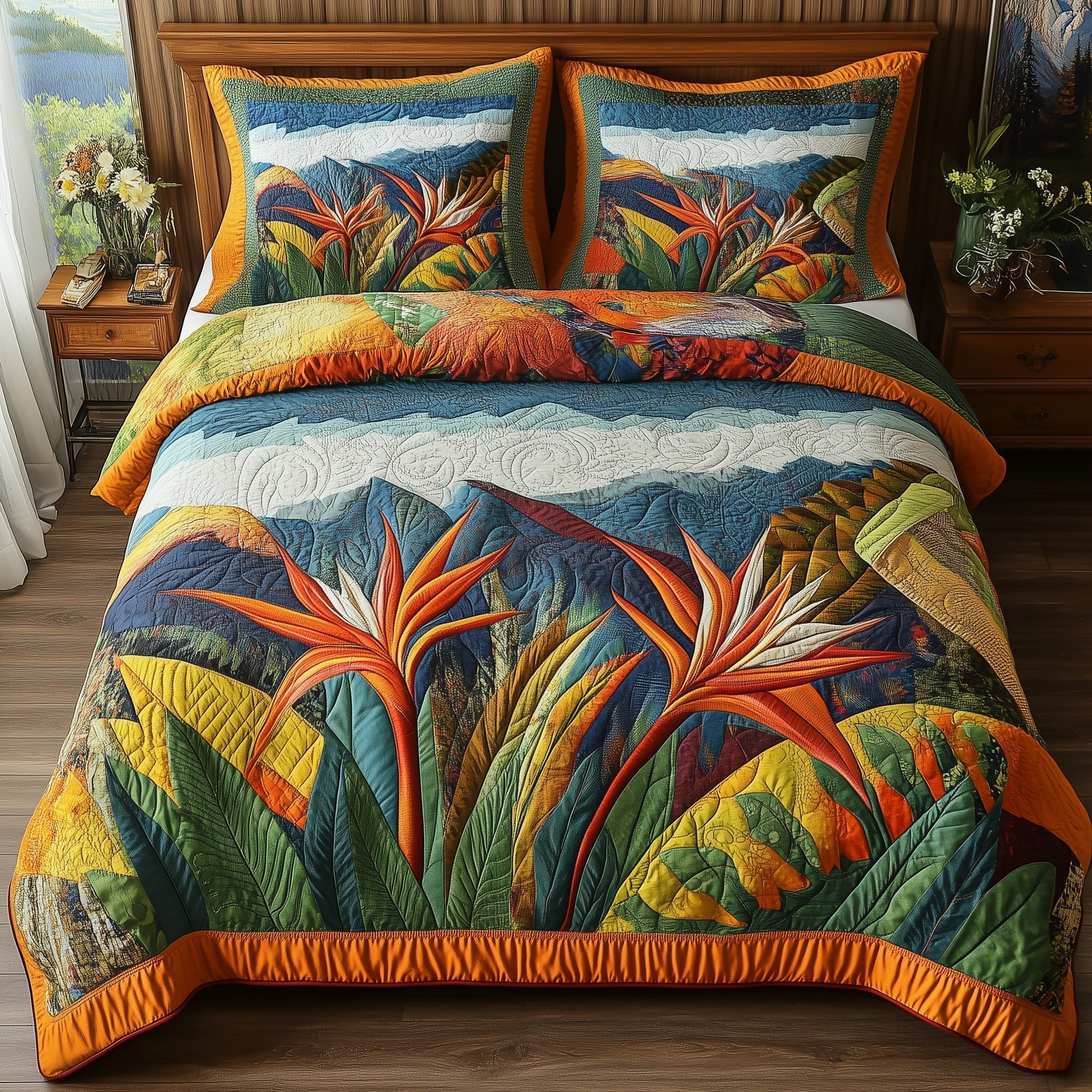 Bird Of Paradise Flower 3-Piece Quilted Bedding Set GFTONL3869