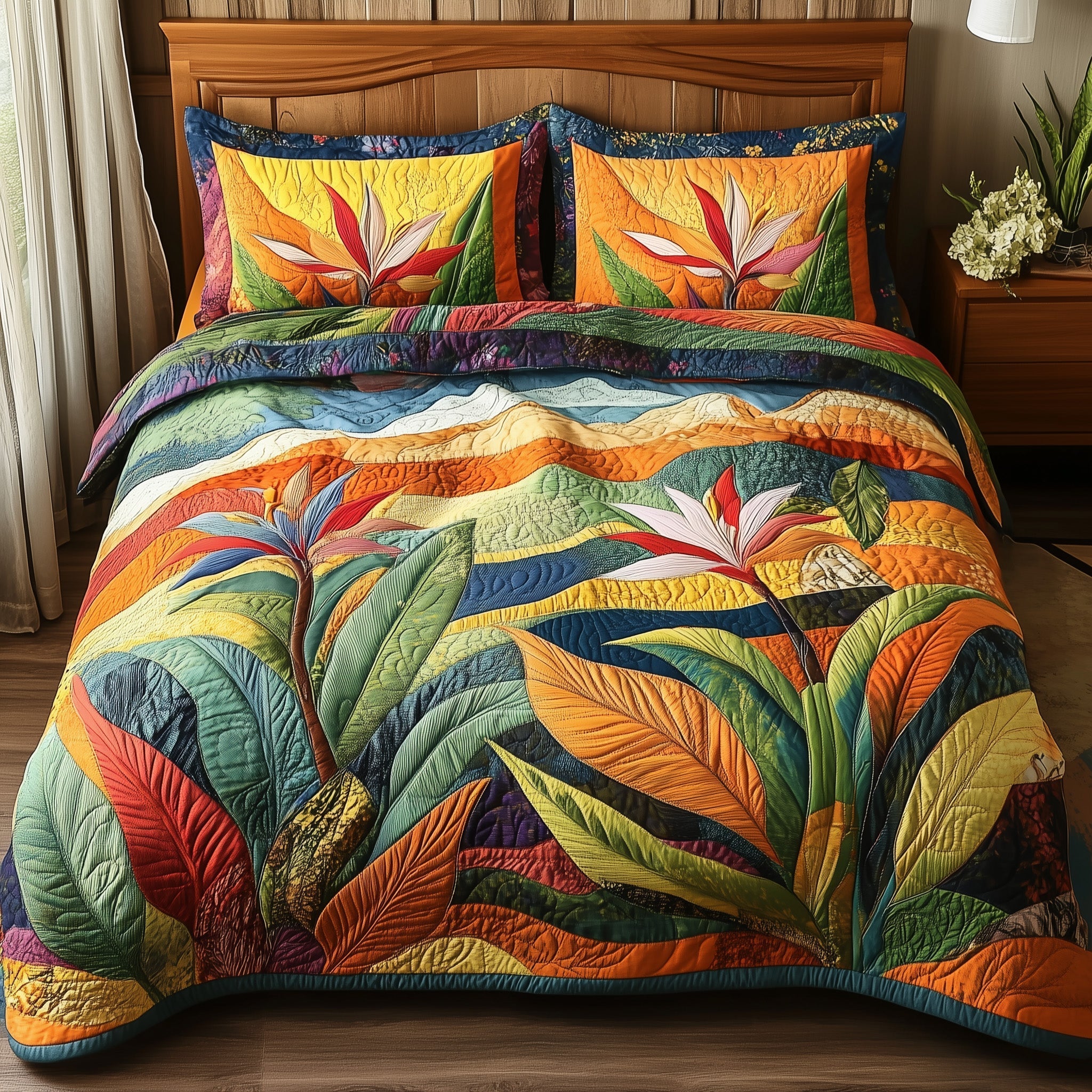 Bird Of Paradise Flower 3-Piece Quilted Bedding Set GFTONL3870