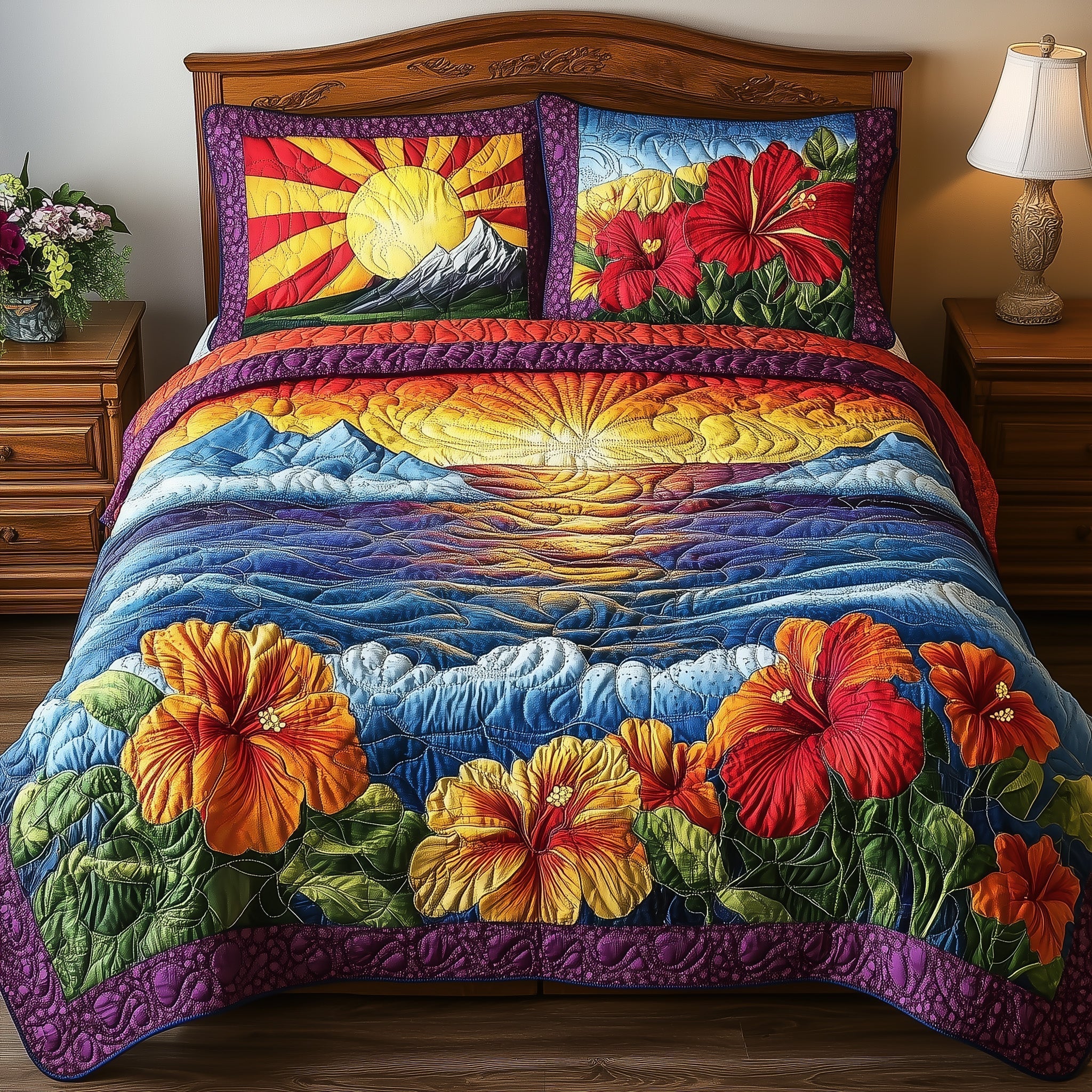 Floral Paradise 3-Piece Quilted Bedding Set GFTONL3872