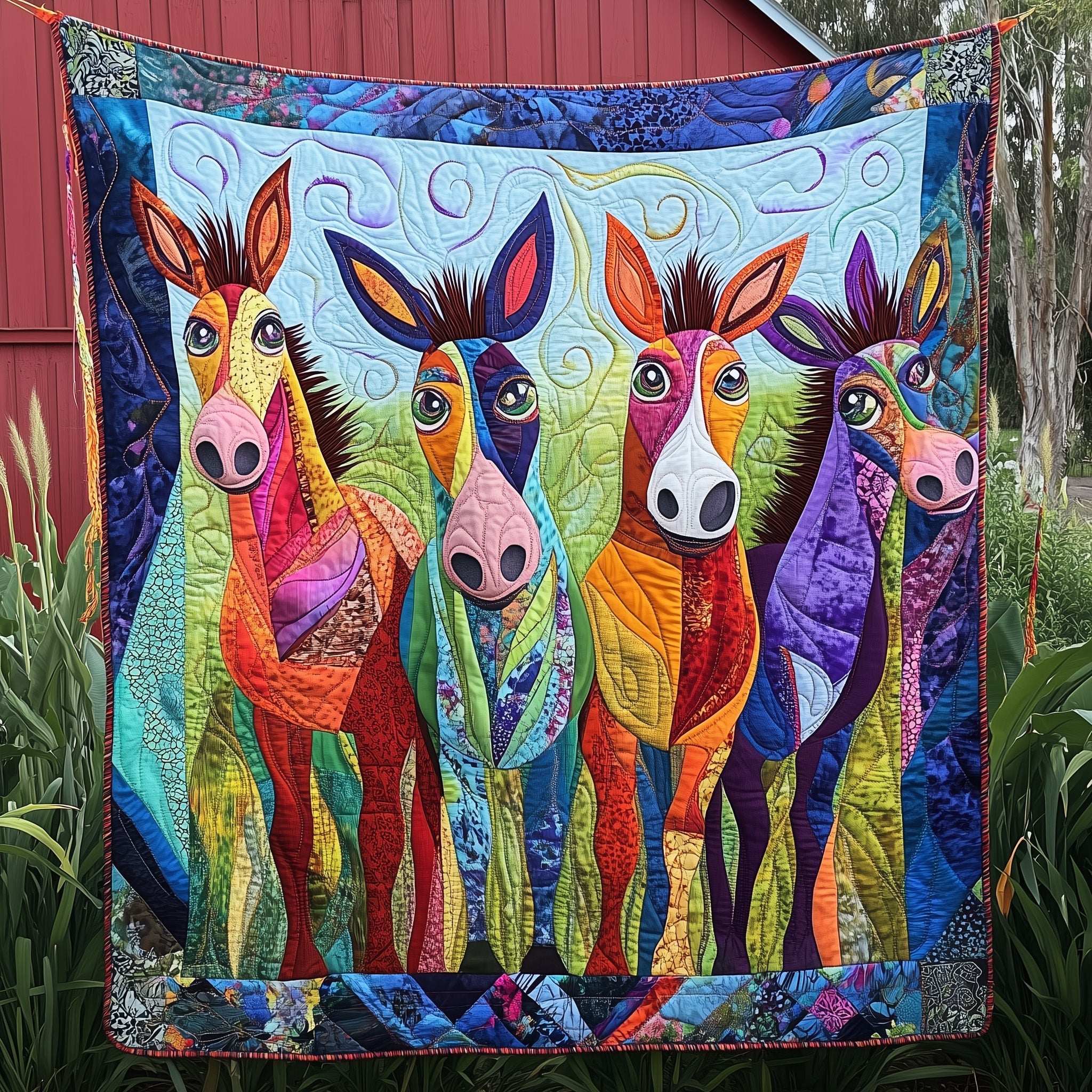 Donkey In The Farm Quilted Blanket GFTONL3879