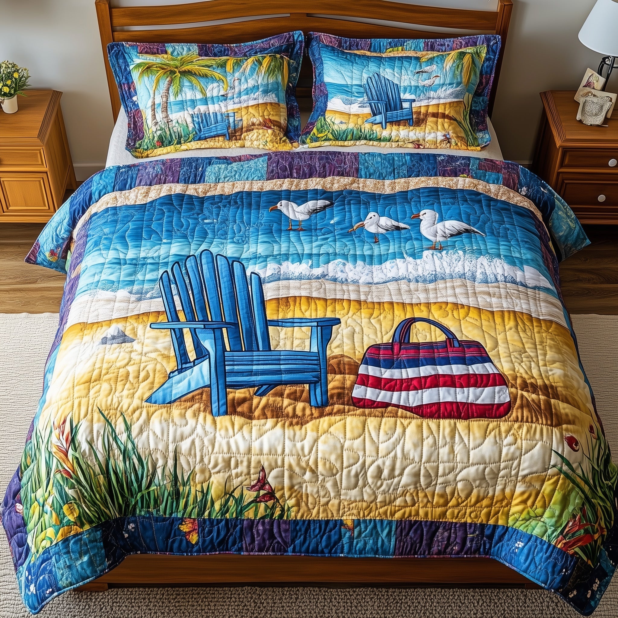 Relaxing Beach 3-Piece Quilted Bedding Set GFTONL3901