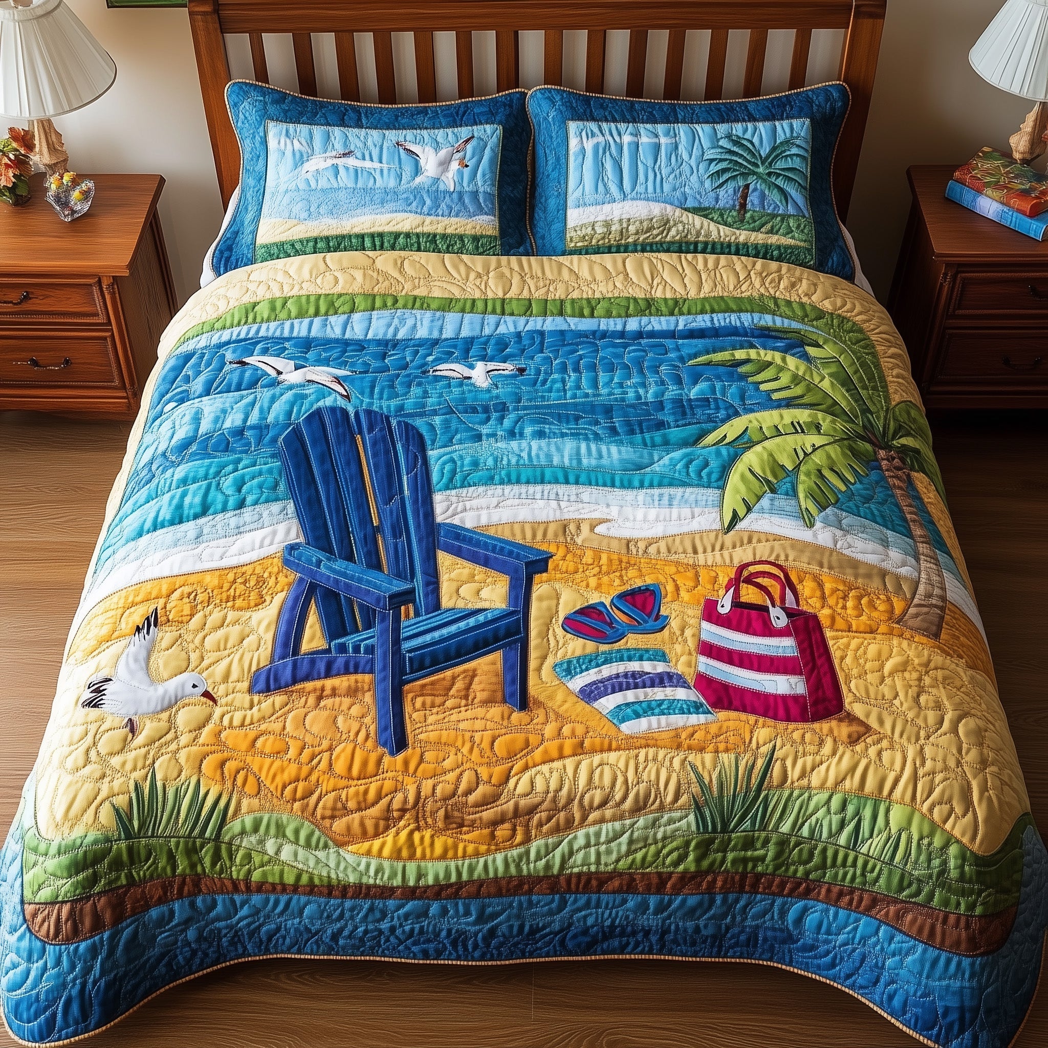 Relaxing Beach 3-Piece Quilted Bedding Set GFTONL3903