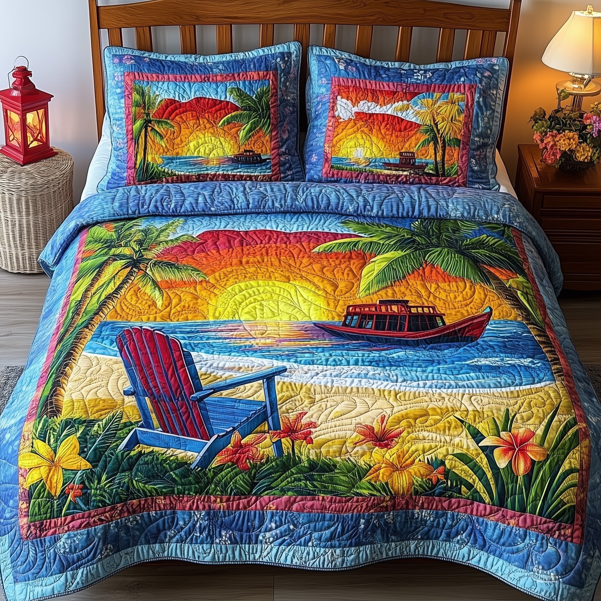 Relaxing Beach 3-Piece Quilted Bedding Set GFTONL3905