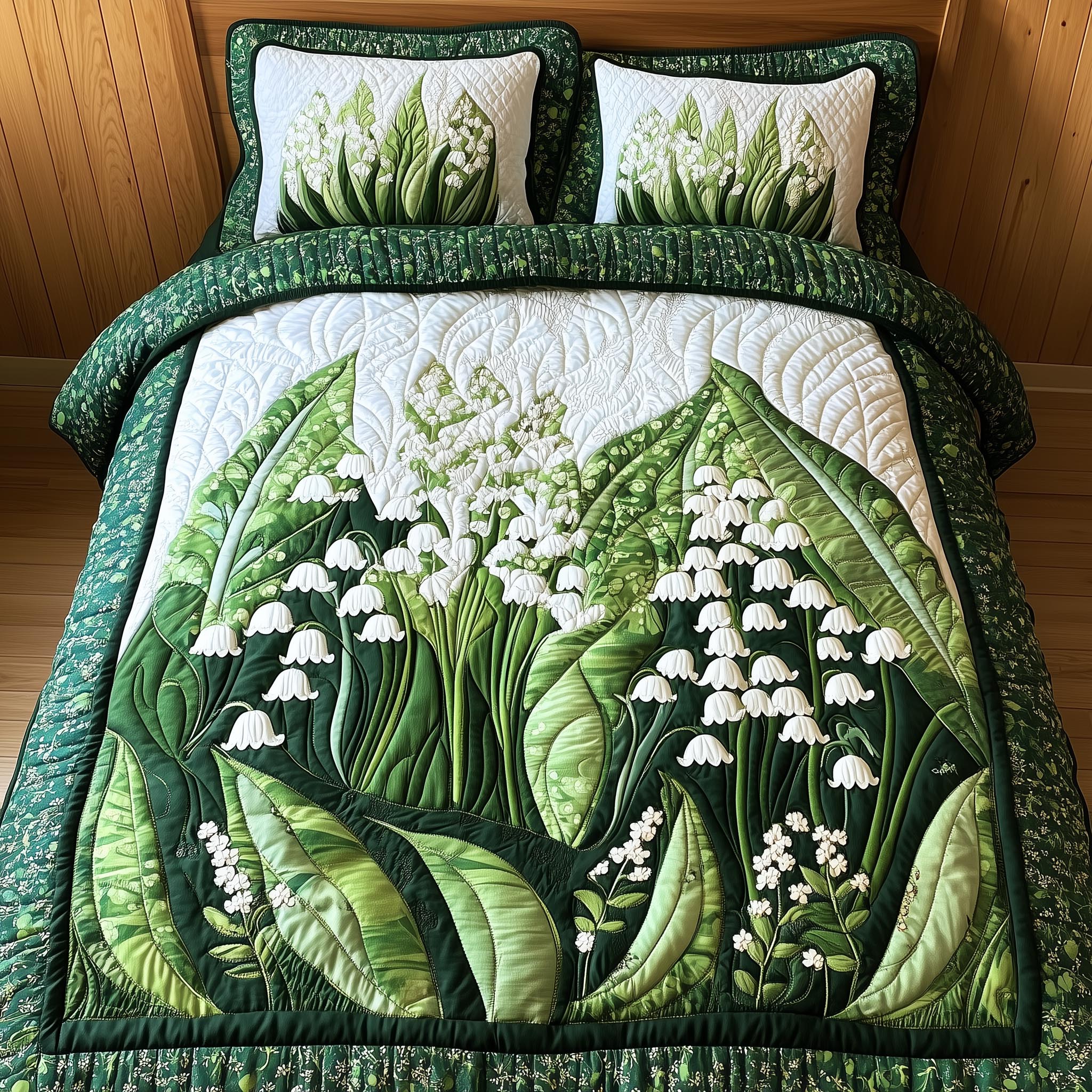 Lily Of The Valley 3-Piece Quilted Bedding Set GFTONL4063