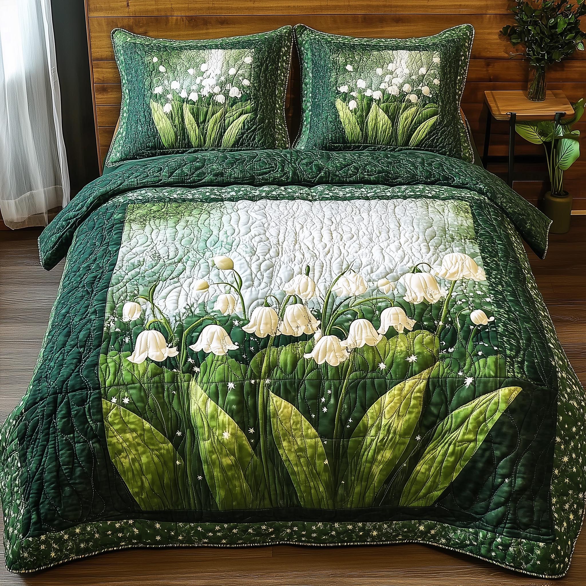 Lily Of The Valley Vibe 3-Piece Quilted Bedding Set GFTONL4065