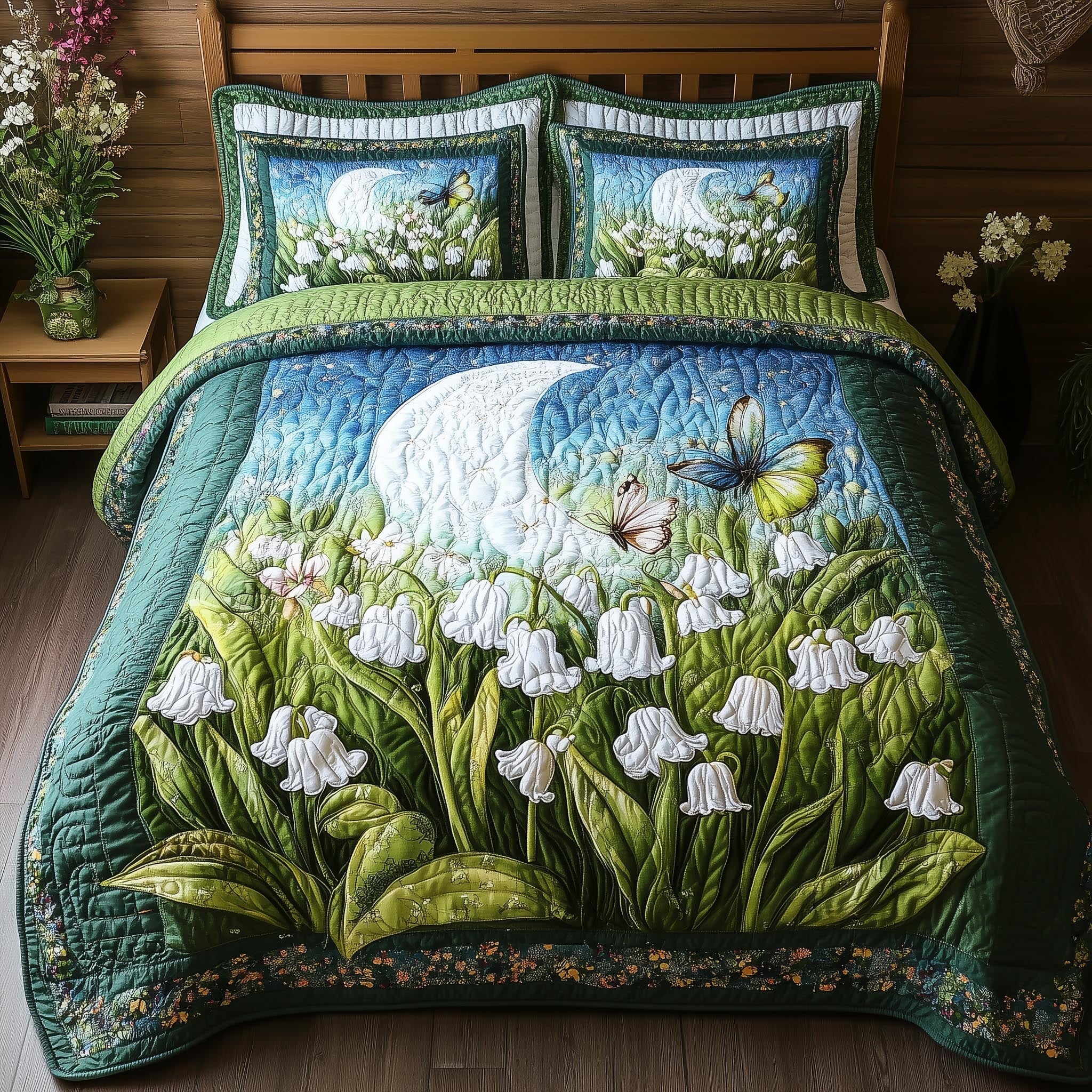 Moonlit Lily 3-Piece Quilted Bedding Set GFTONL4067