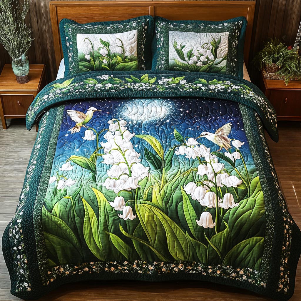 Lily Hummingbird 3-Piece Quilted Bedding Set GFTONL4068
