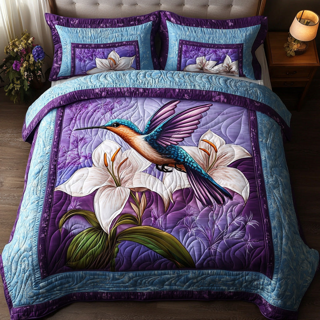 Iridescent Hummingbird 3-Piece Quilted Bedding Set GFTONL4076