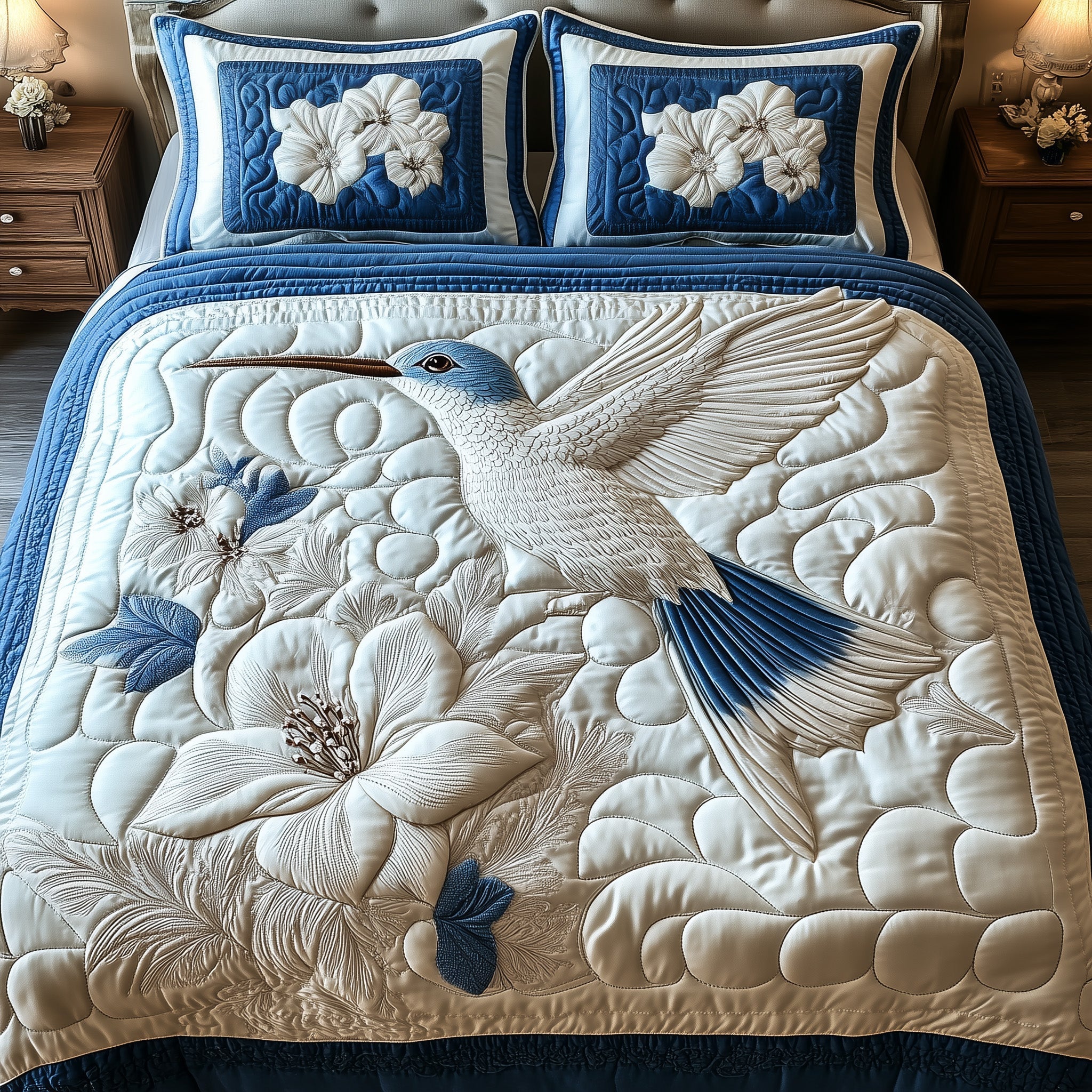 Frosted Hummingbird 3-Piece Quilted Bedding Set GFTONL4078