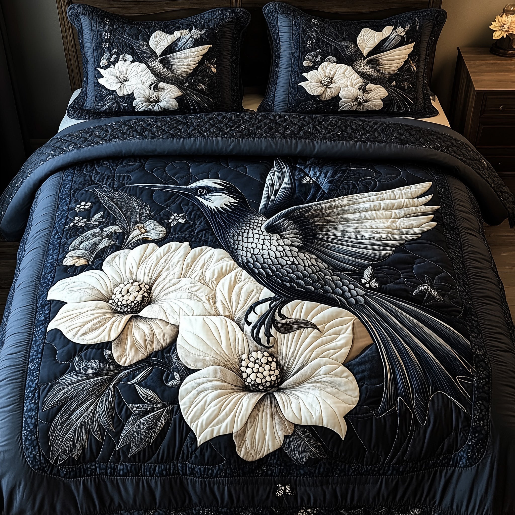 Shadowlight Hummingbird 3-Piece Quilted Bedding Set GFTONL4079