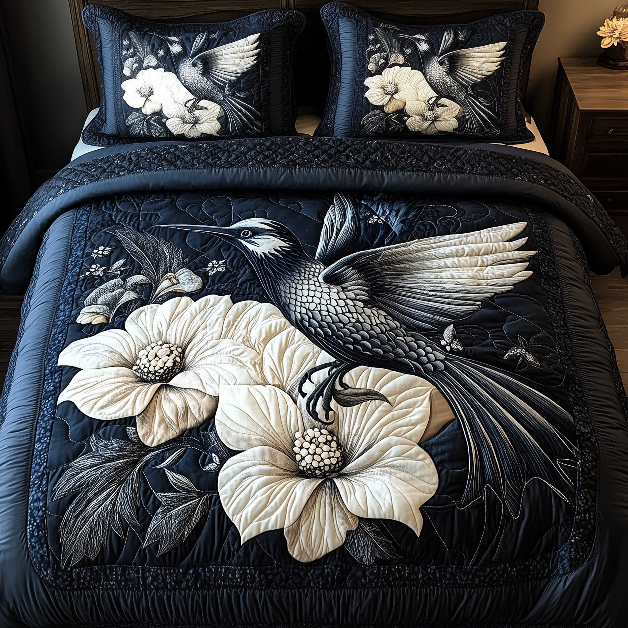 Shadowlight Hummingbird 3-Piece Quilted Bedding Set GFTONL4082