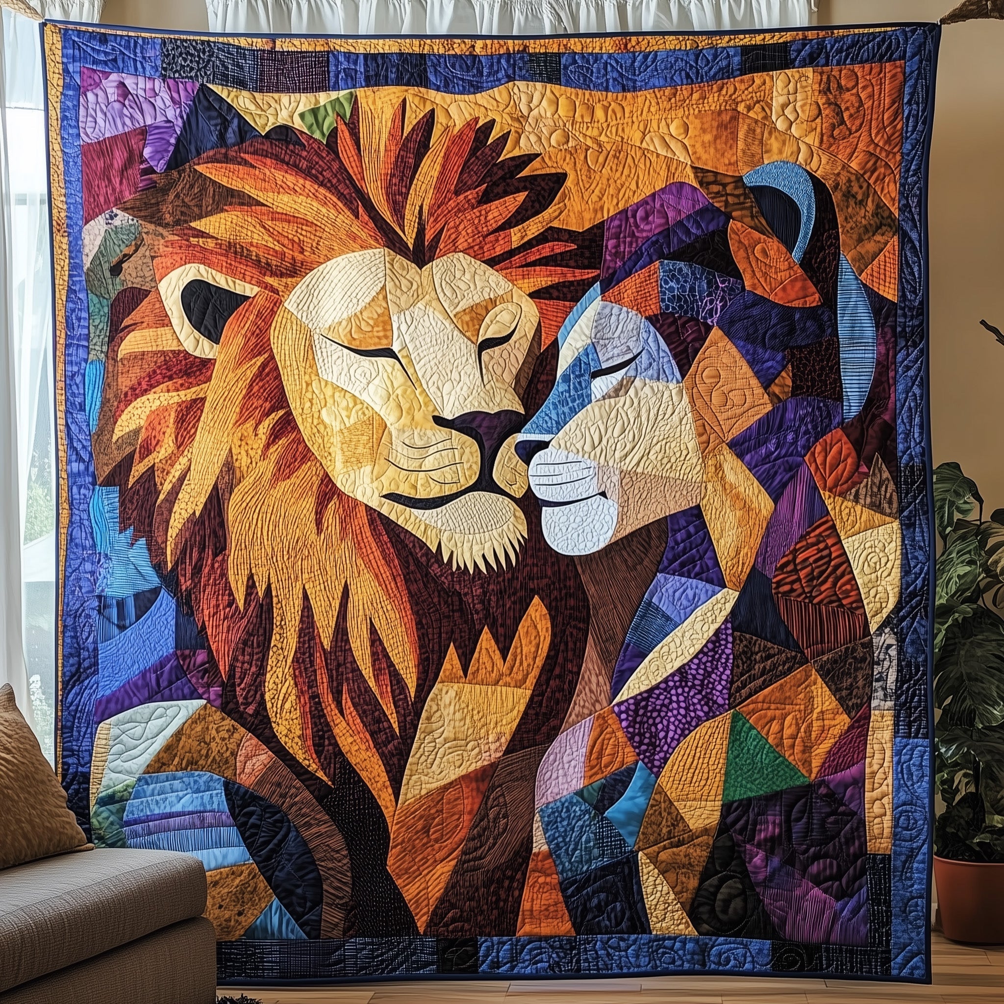 Lion And Lioness Quilted Blanket GFTONL4097