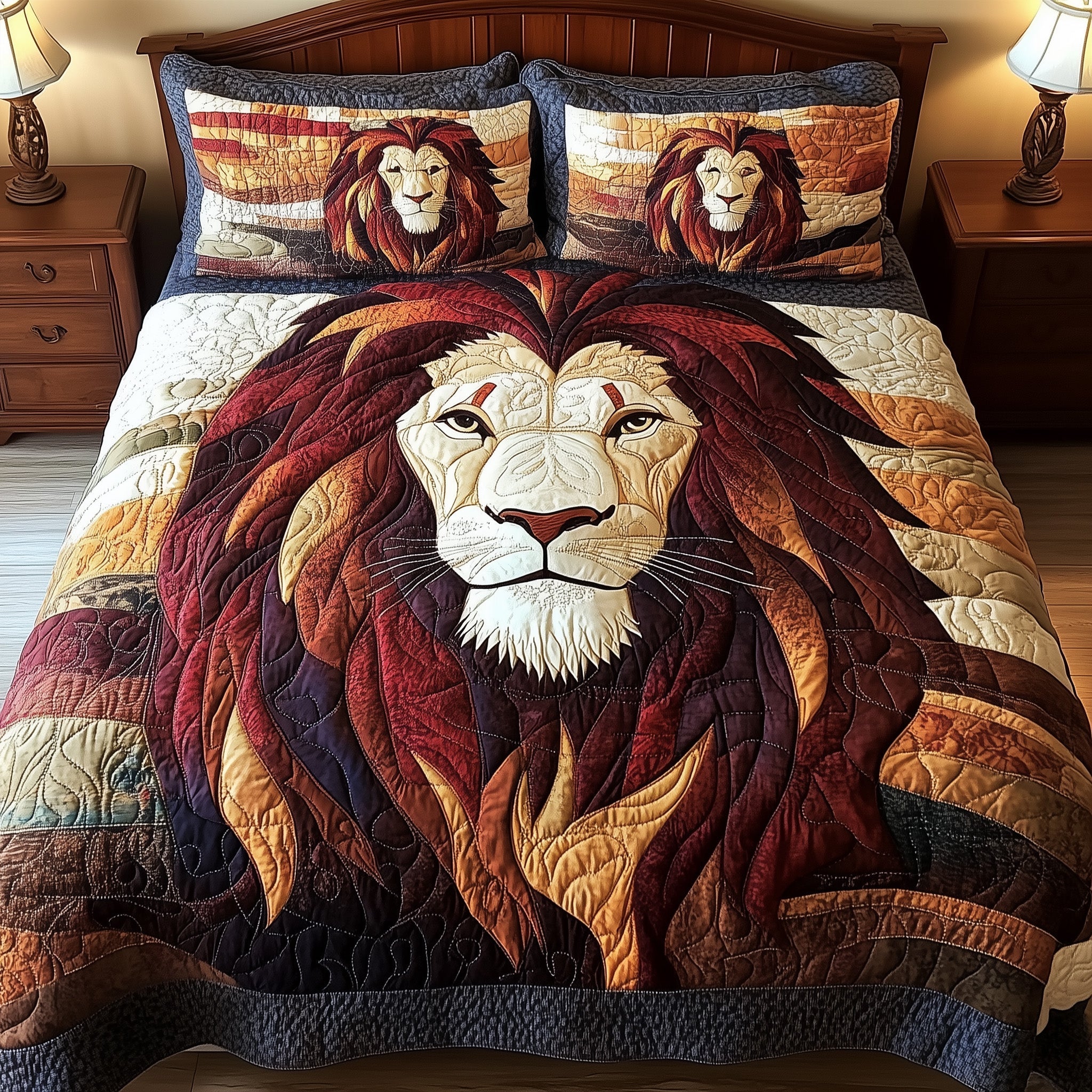 Roarbreaker Lion 3-Piece Quilted Bedding Set GFTONL4108