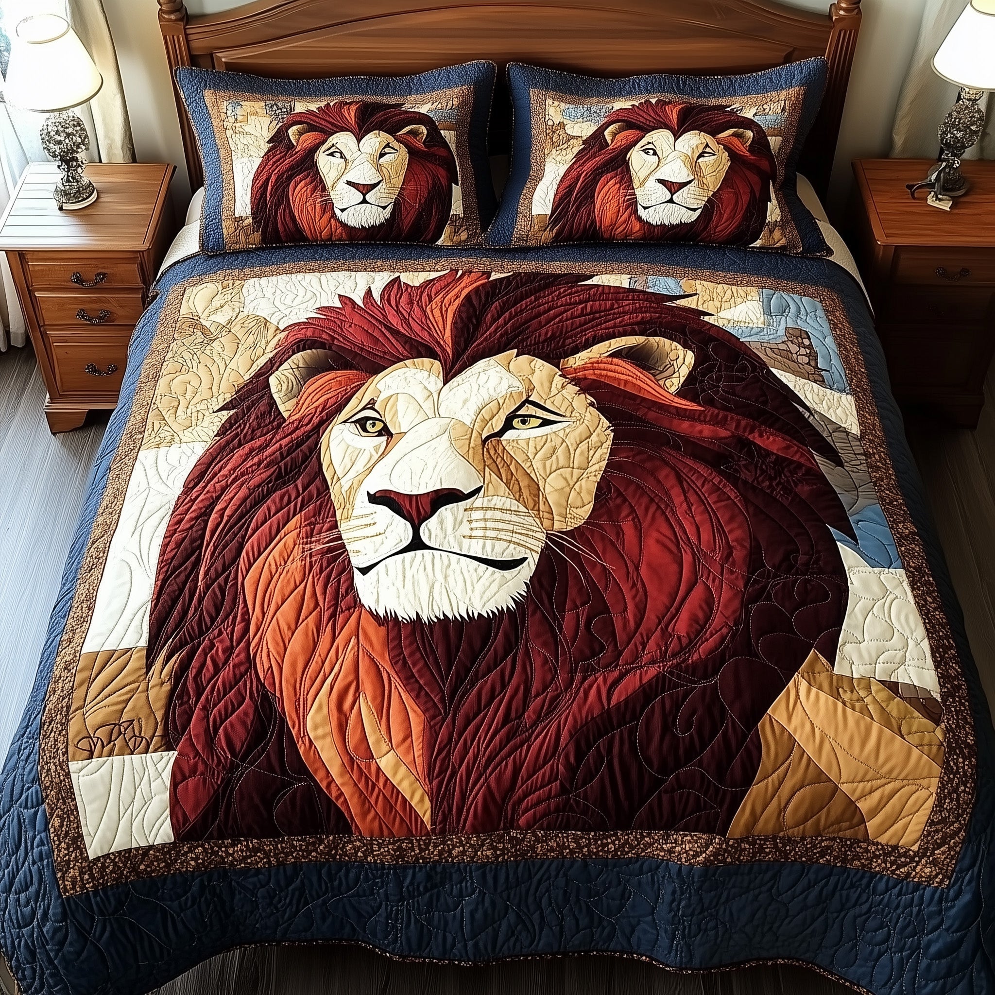 Roarbreaker Lion 3-Piece Quilted Bedding Set GFTONL4109