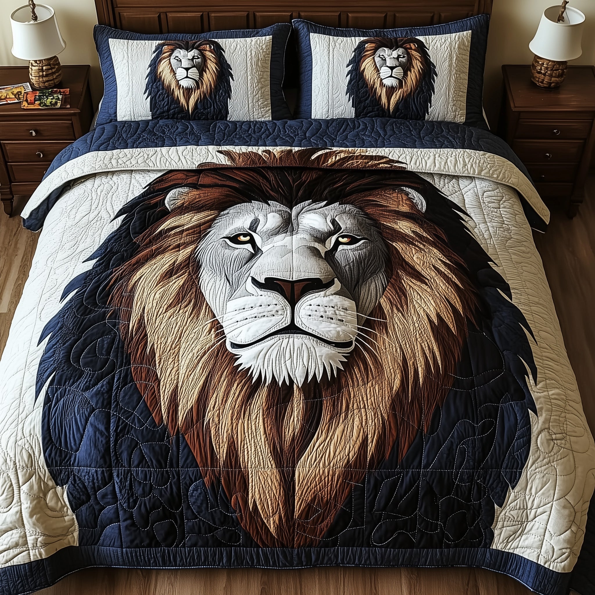 Majesty Lion 3-Piece Quilted Bedding Set GFTONL4112