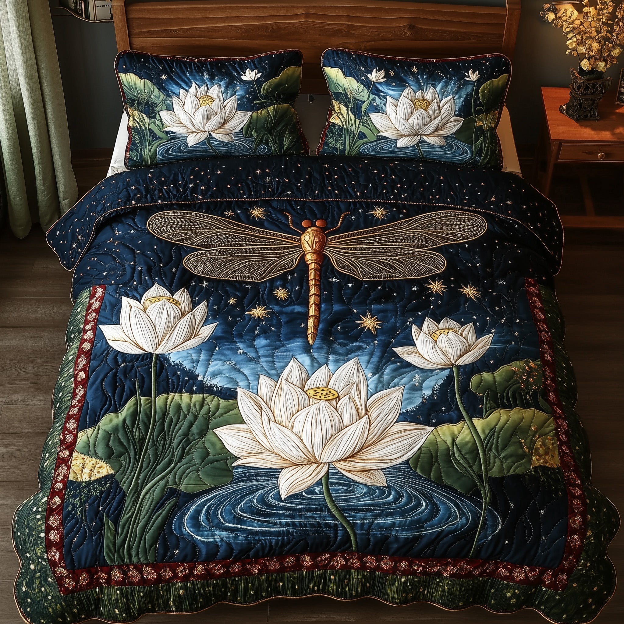 Serene Dragonfly 3-Piece Quilted Bedding Set GFTONL4158