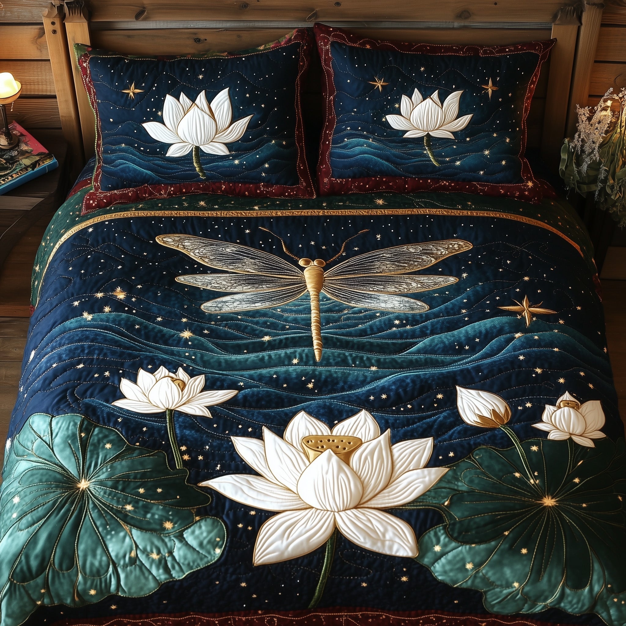 Lotus Dragonfly 3-Piece Quilted Bedding Set GFTONL4161