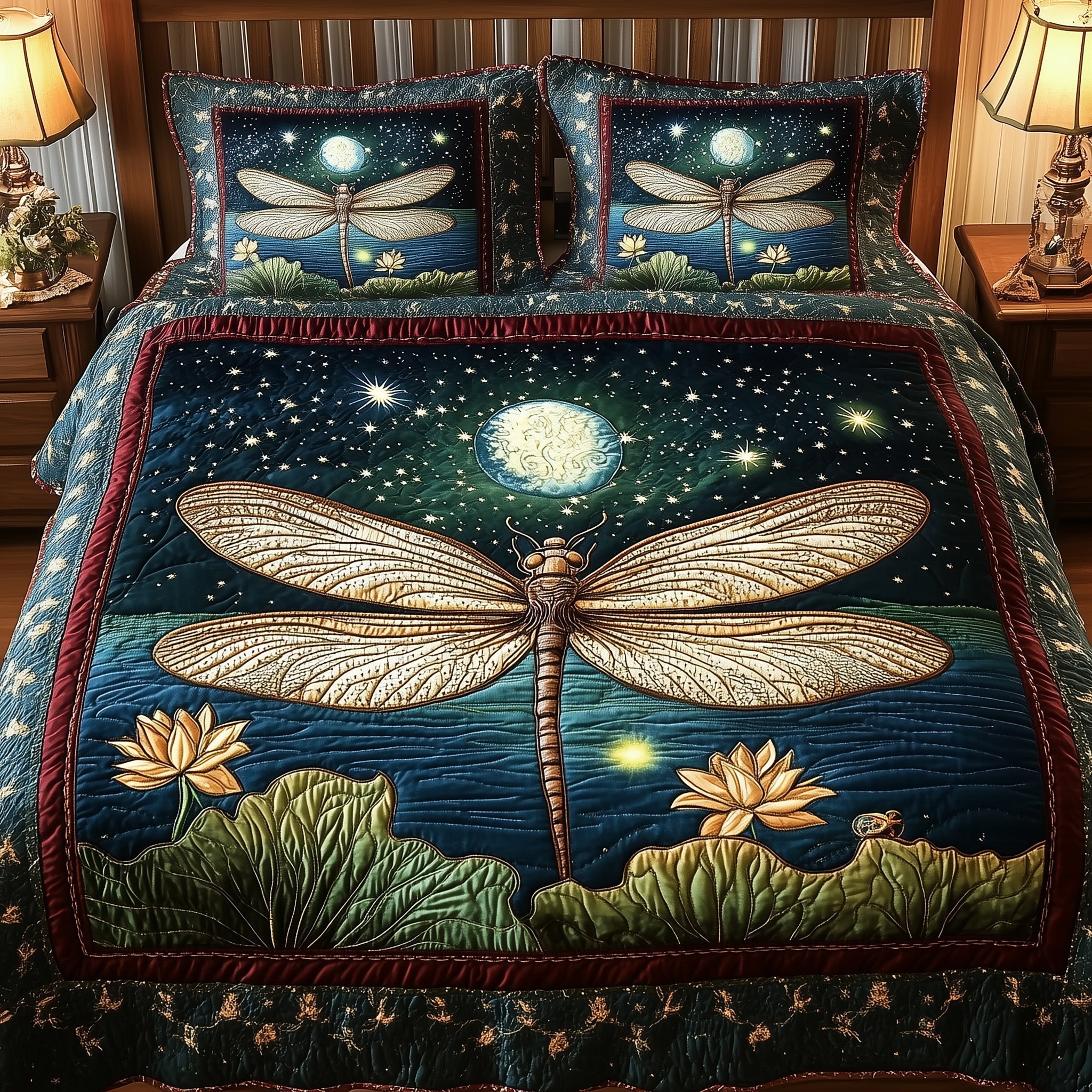 Dragonfly Glow 3-Piece Quilted Bedding Set GFTONL4162
