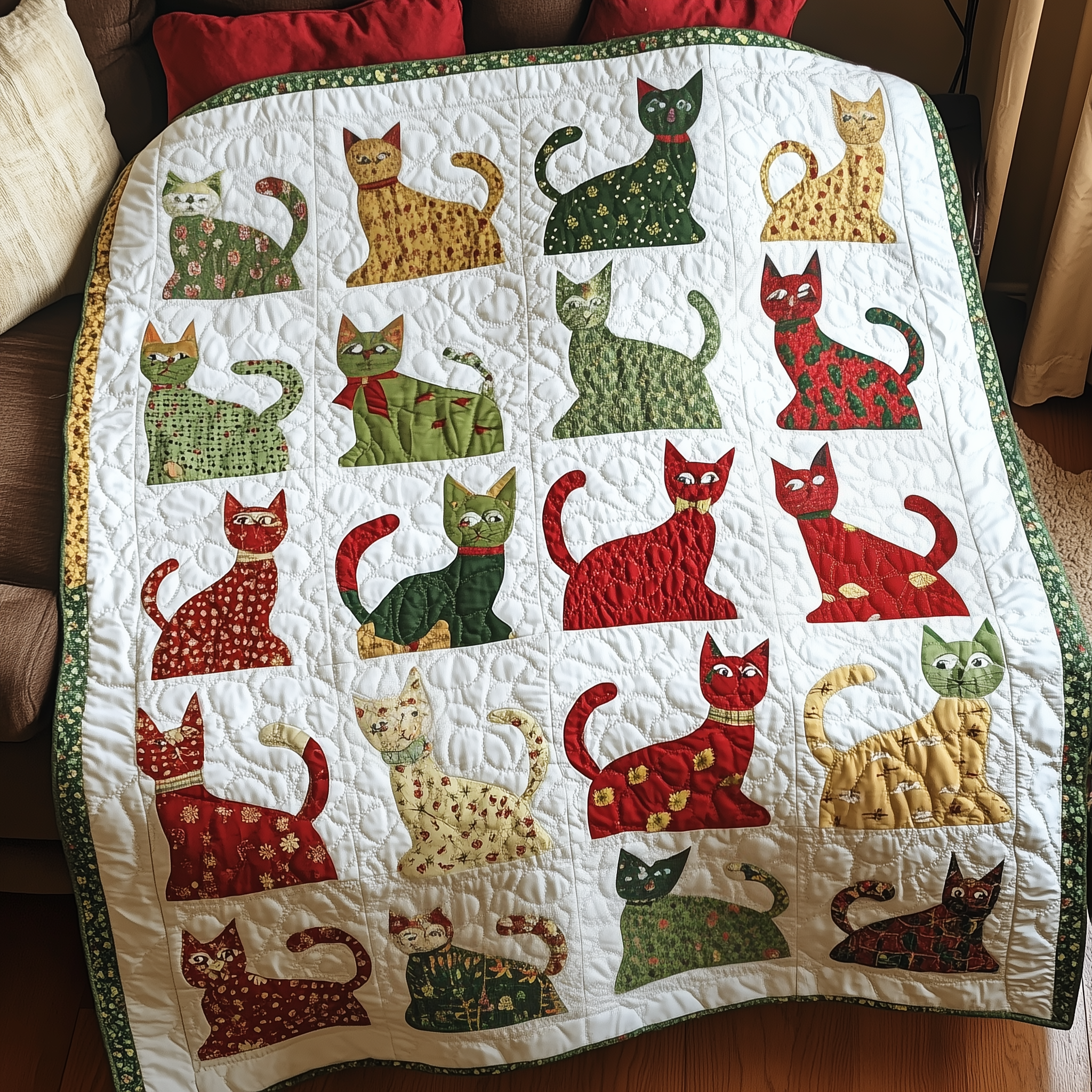 Festive Cat Quilted Blanket GFTONL419