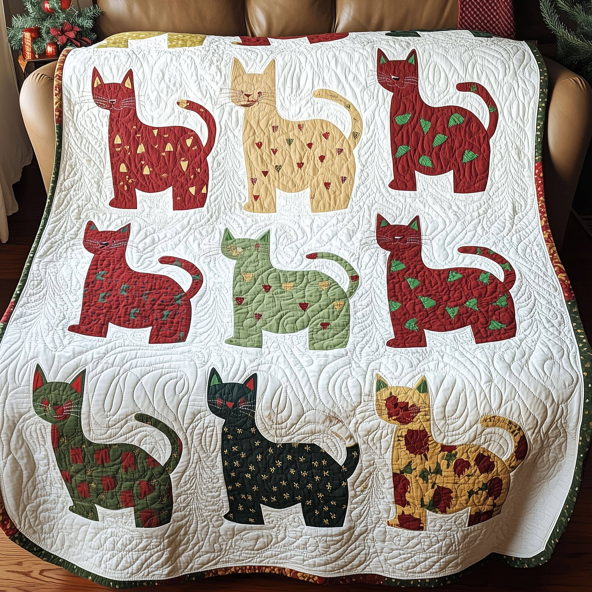 Festive Cat Quilted Blanket GFTONL421