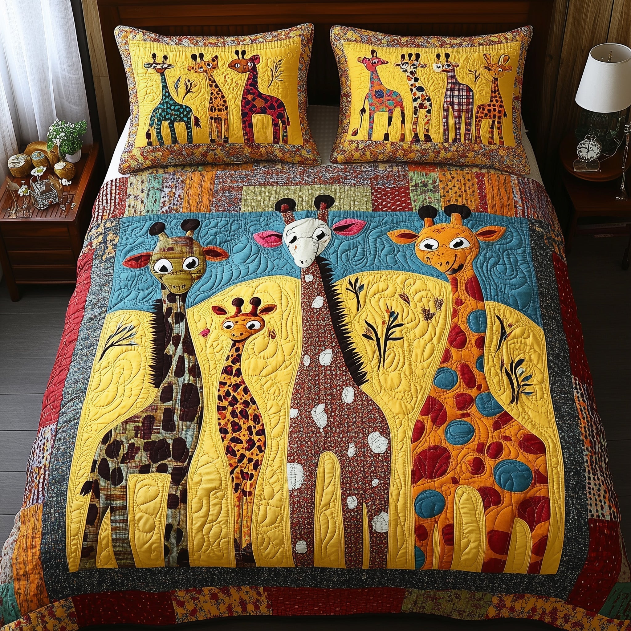 Whimsical Giraffes 3-Piece Quilted Bedding Set GFTONL4238