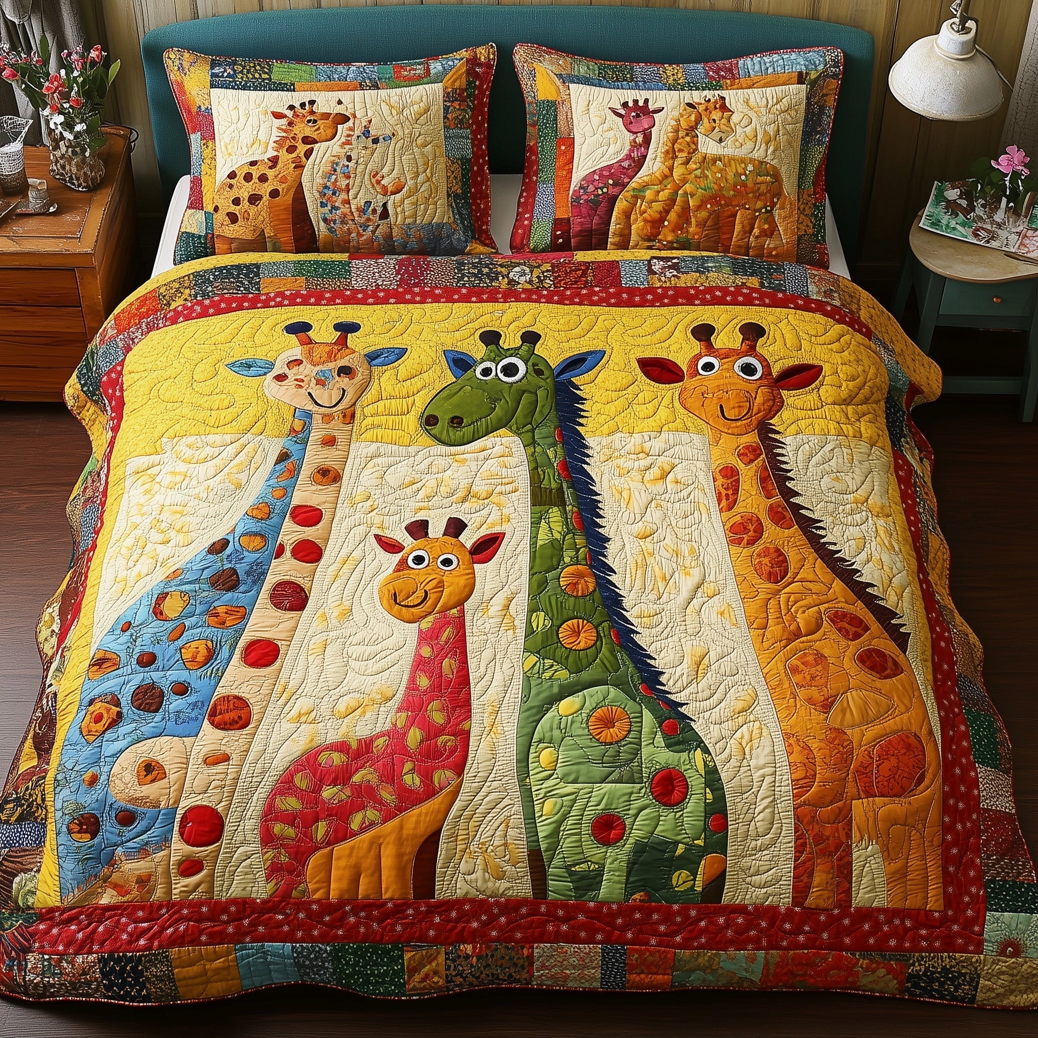 Whimsical Giraffes 3-Piece Quilted Bedding Set GFTONL4239