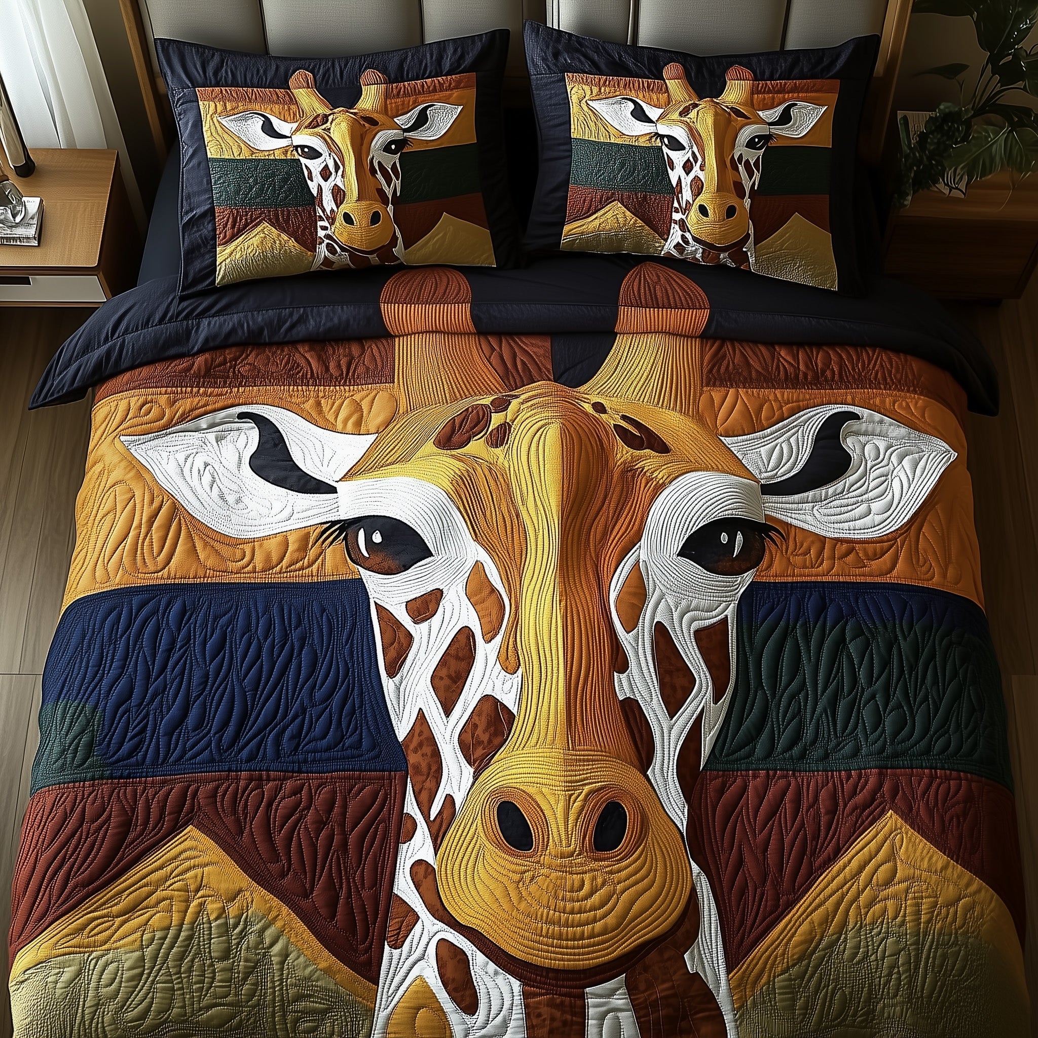 Gentle Giraffe  3-Piece Quilted Bedding Set GFTONL4249