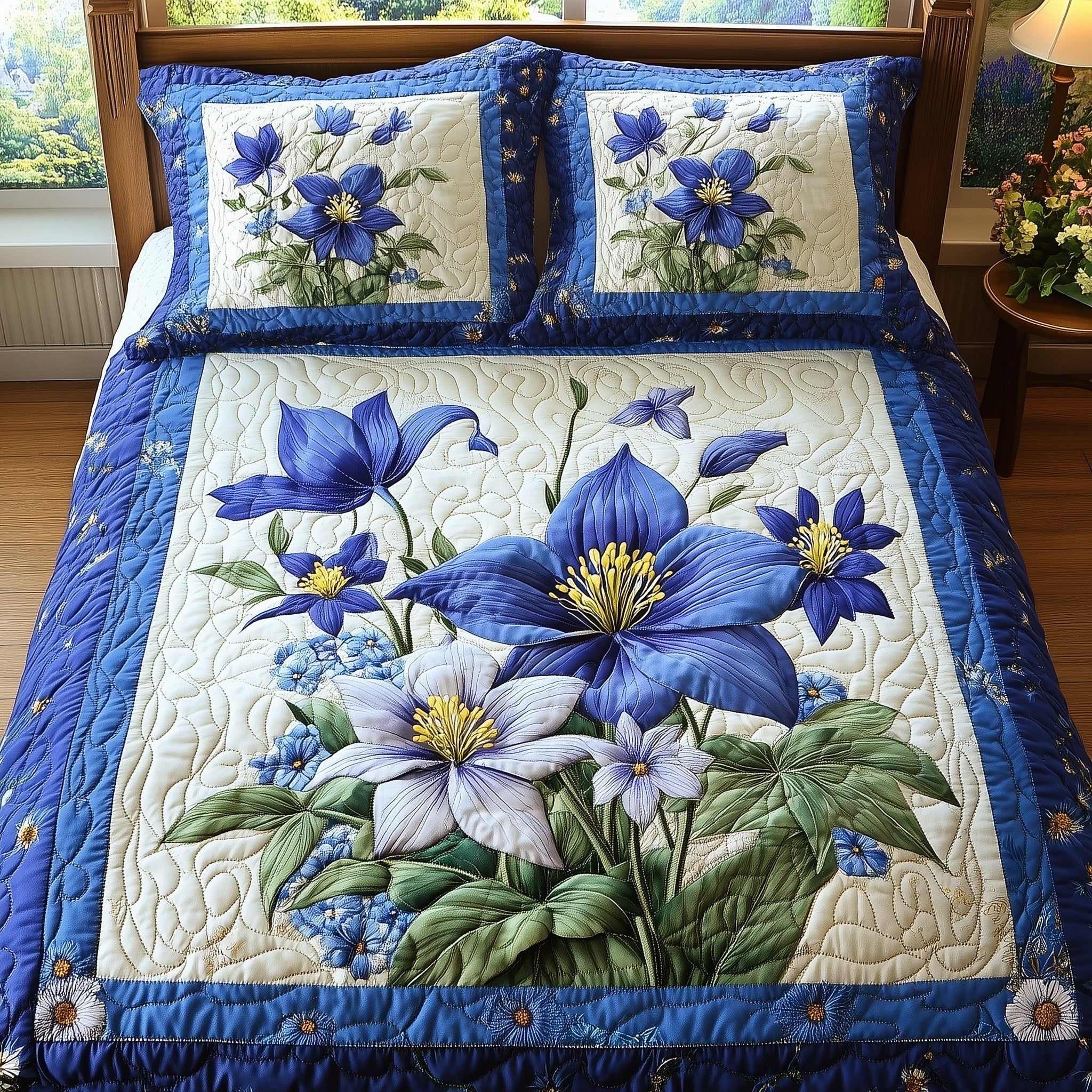Columbine Charm 3-Piece Quilted Bedding Set GFTONL4282