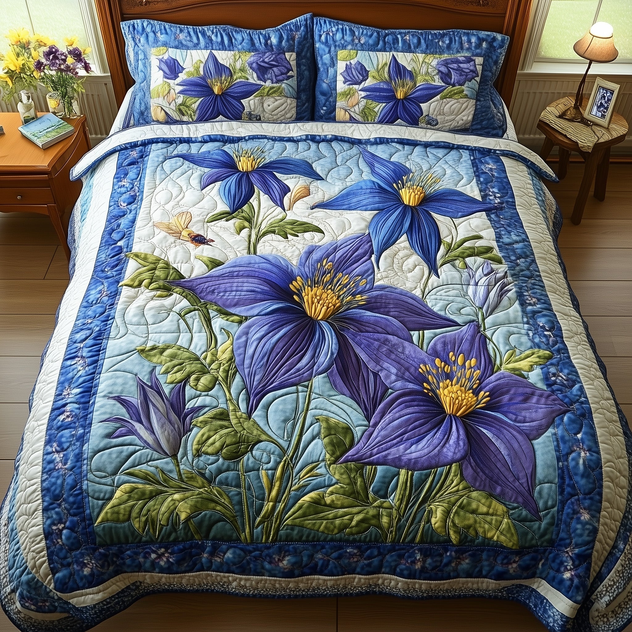 Columbine Charm 3-Piece Quilted Bedding Set GFTONL4286