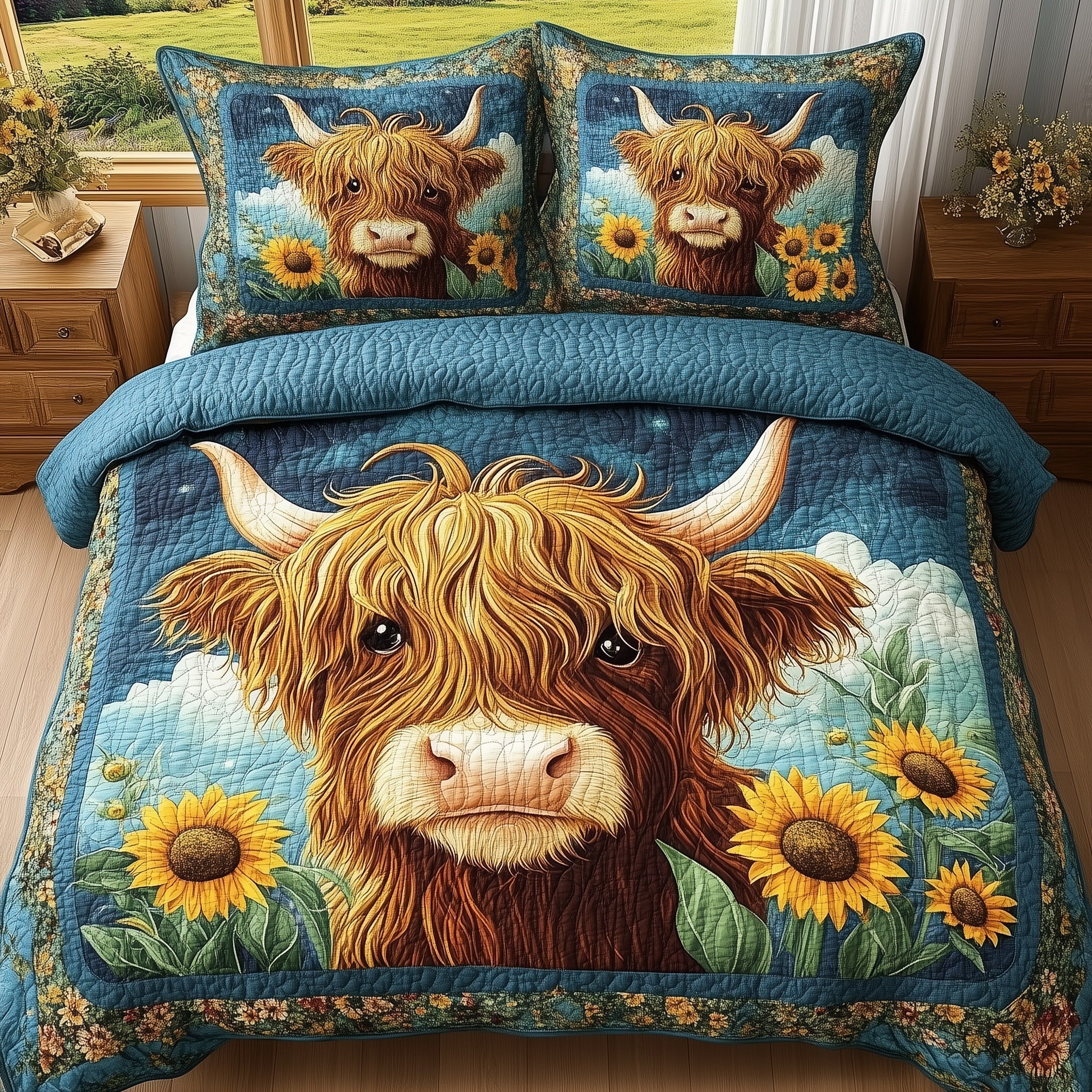 Baby Highland Cow 3-Piece Quilted Bedding Set GFTONL4295