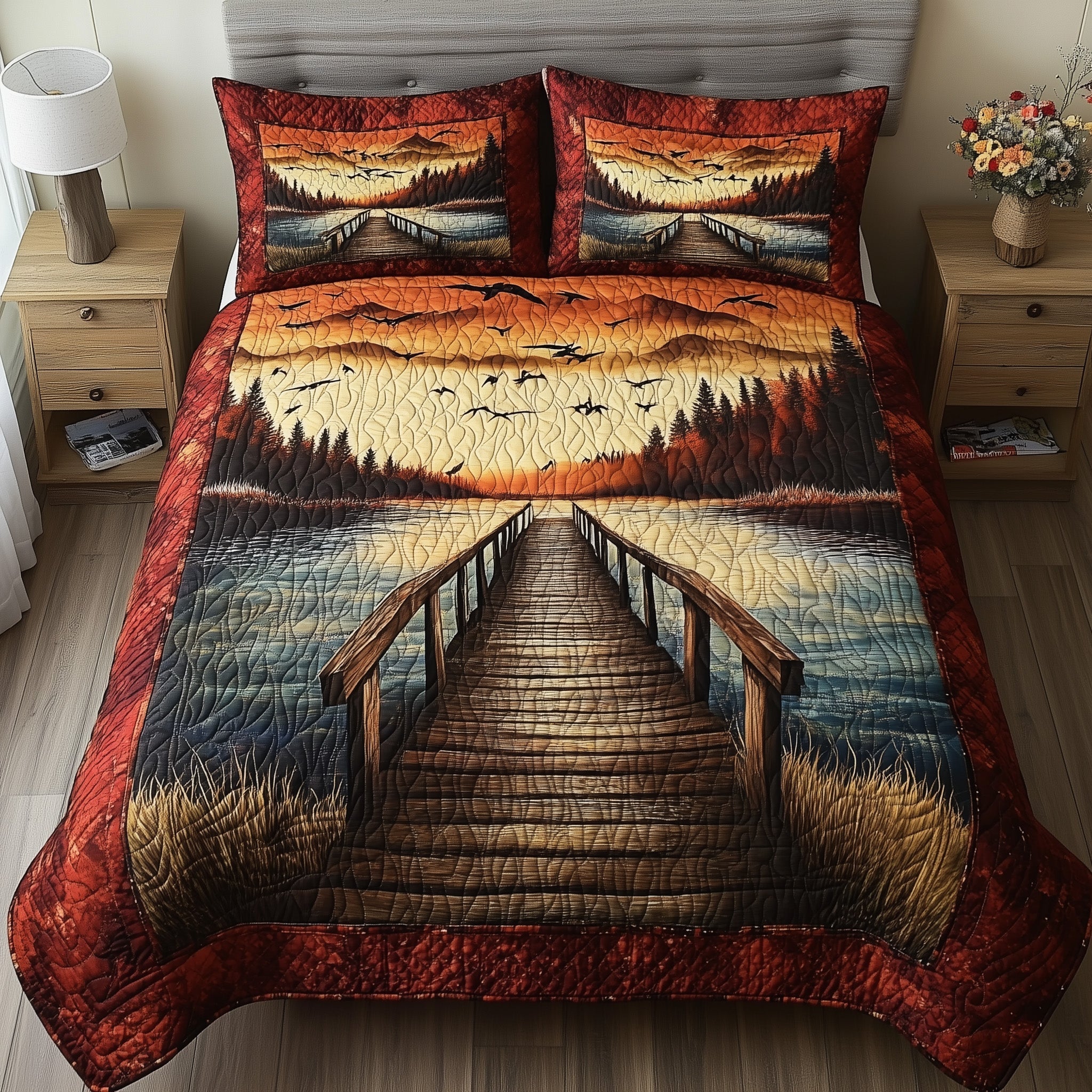 Driftwood Rest 3-Piece Quilted Bedding Set GFTONL4311
