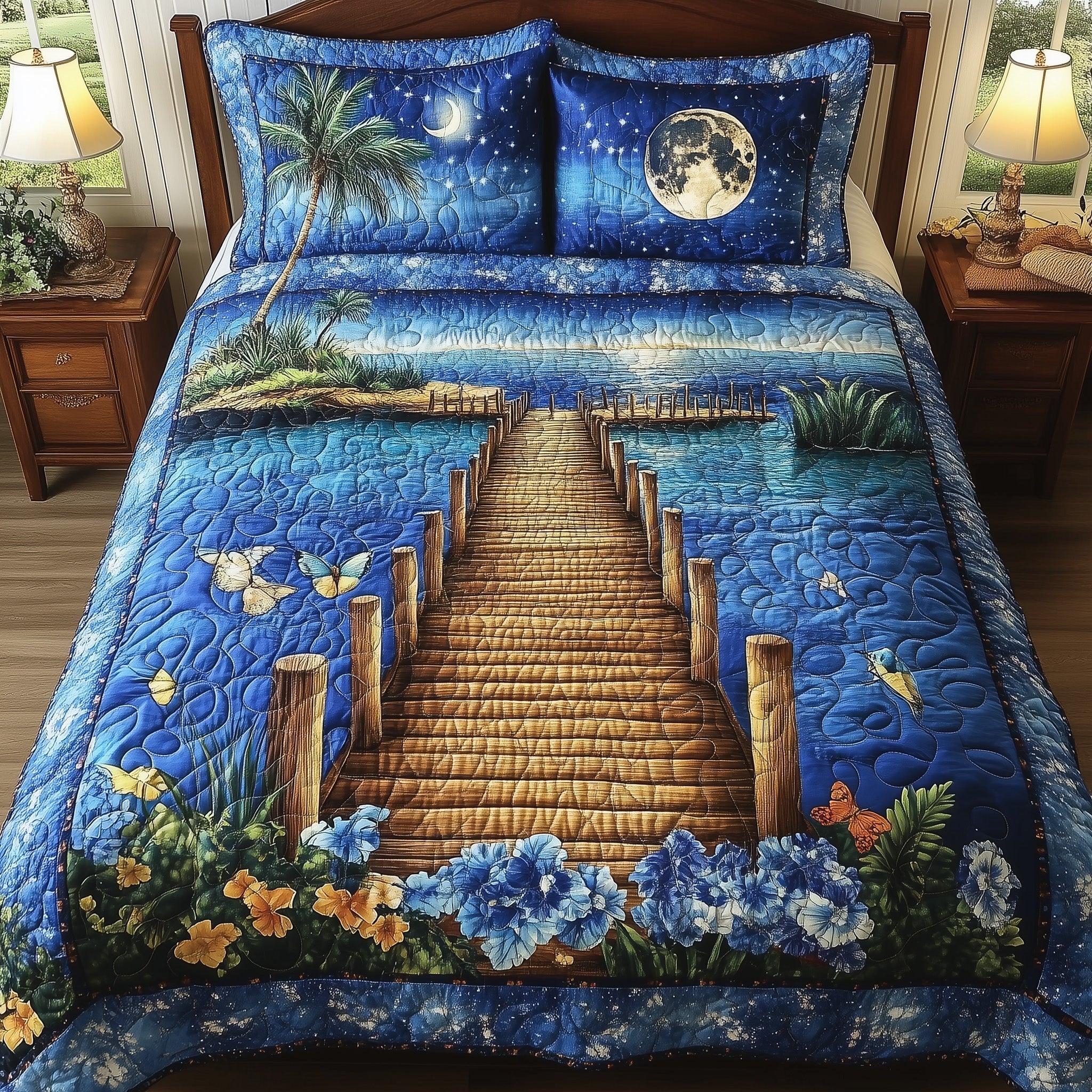 Midnight Tidewalk 3-Piece Quilted Bedding Set GFTONL4312