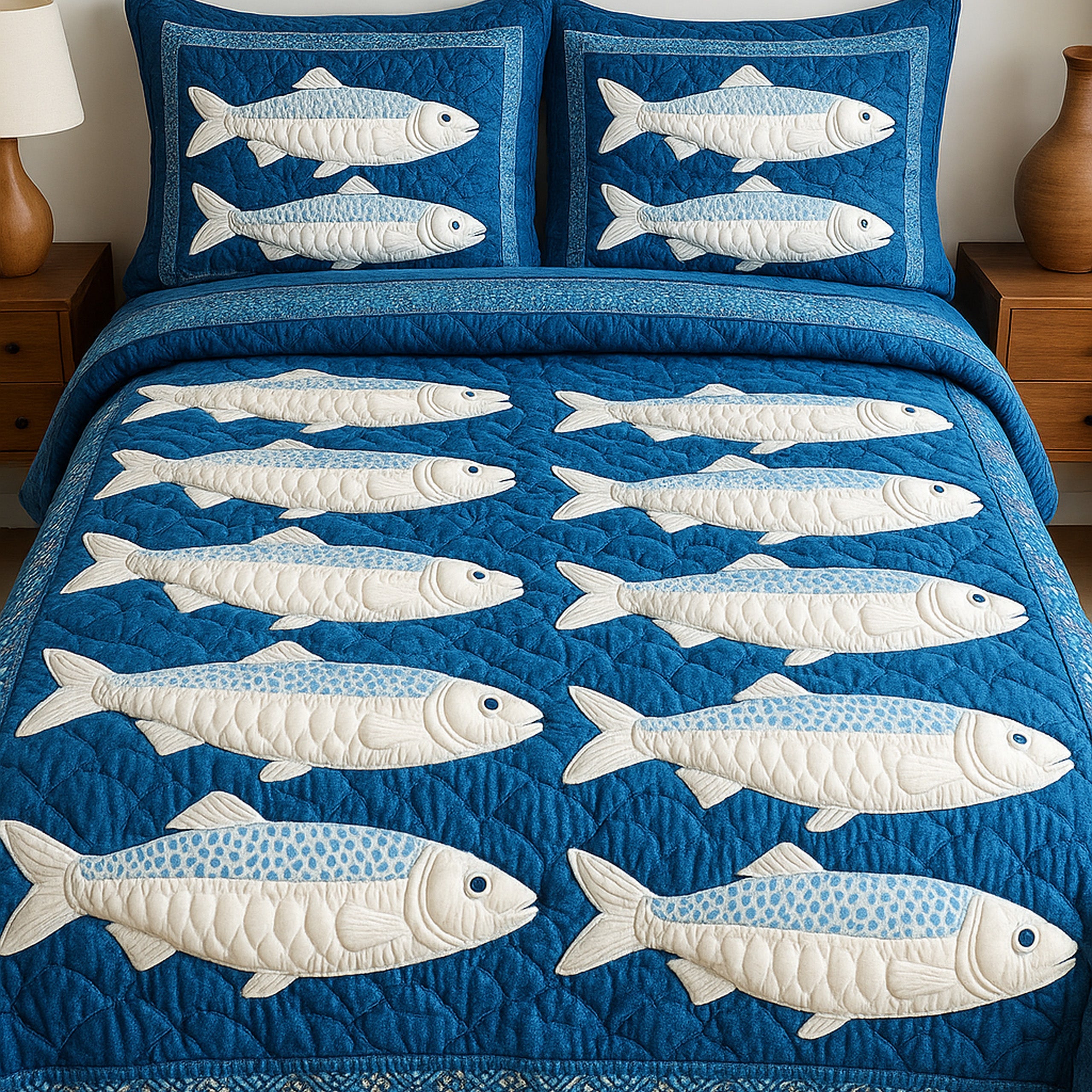 Cheerful Fishes 3-Piece Quilted Bedding Set GFTONL4365
