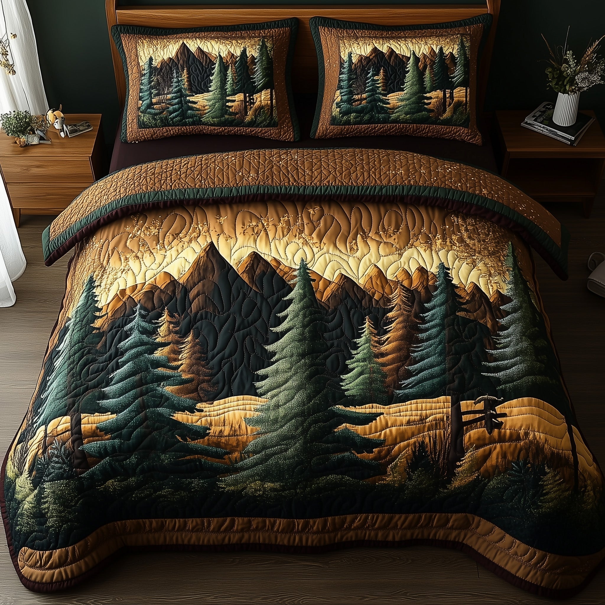 Rustic Woodland 3-Piece Quilted Bedding Set GFTONL4370