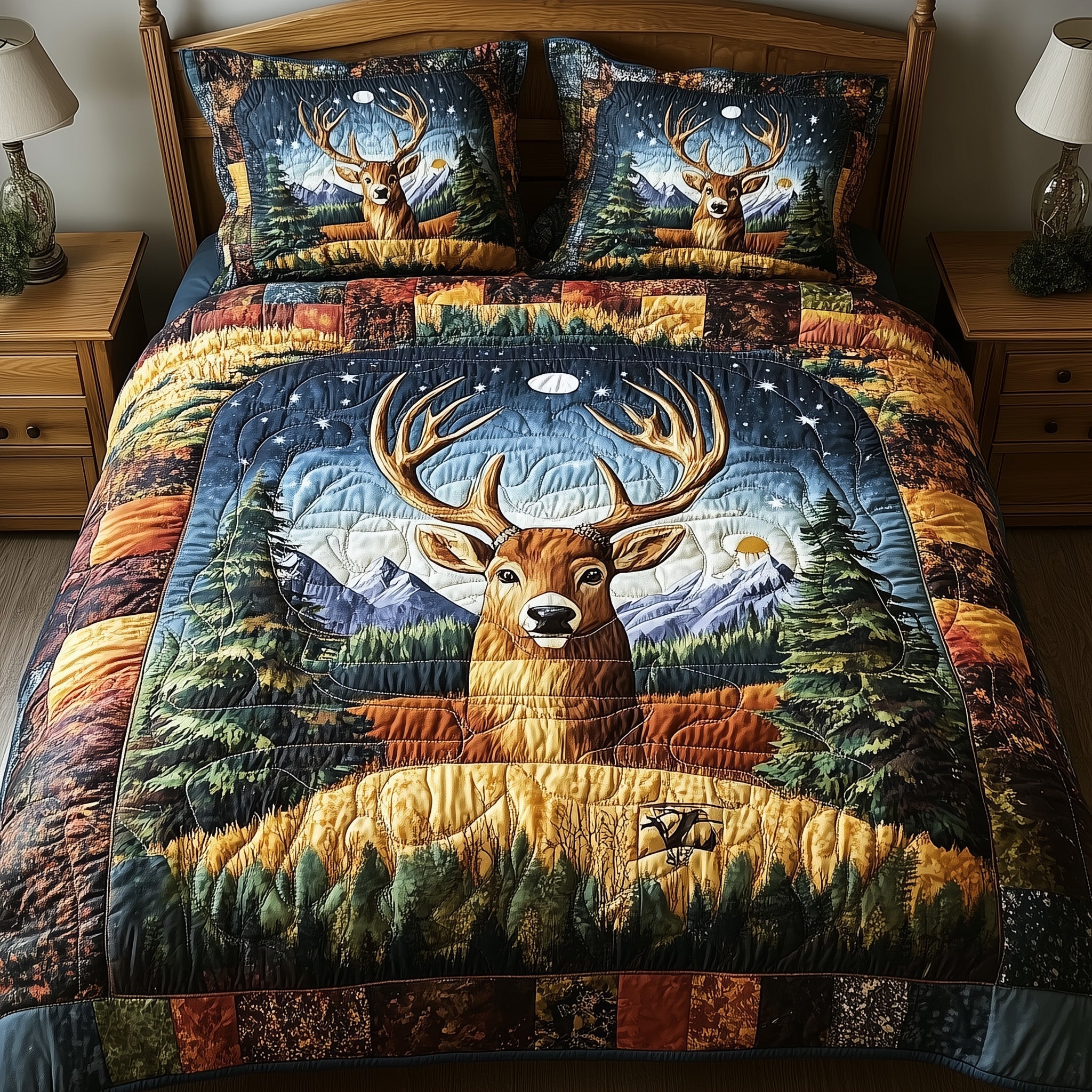 Rustic Deer 3-Piece Quilted Bedding Set GFTONL4408
