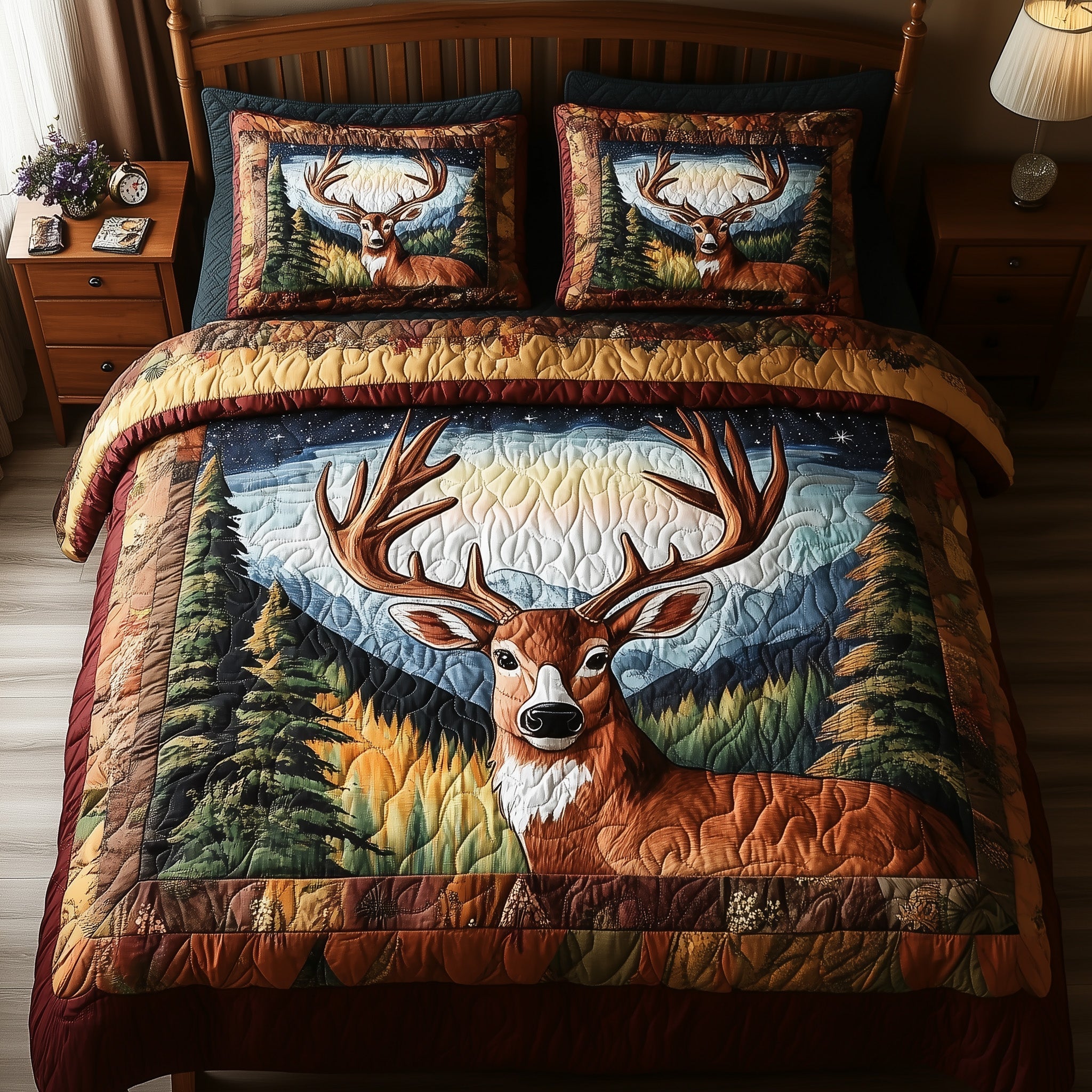 Rustic Deer 3-Piece Quilted Bedding Set GFTONL4411