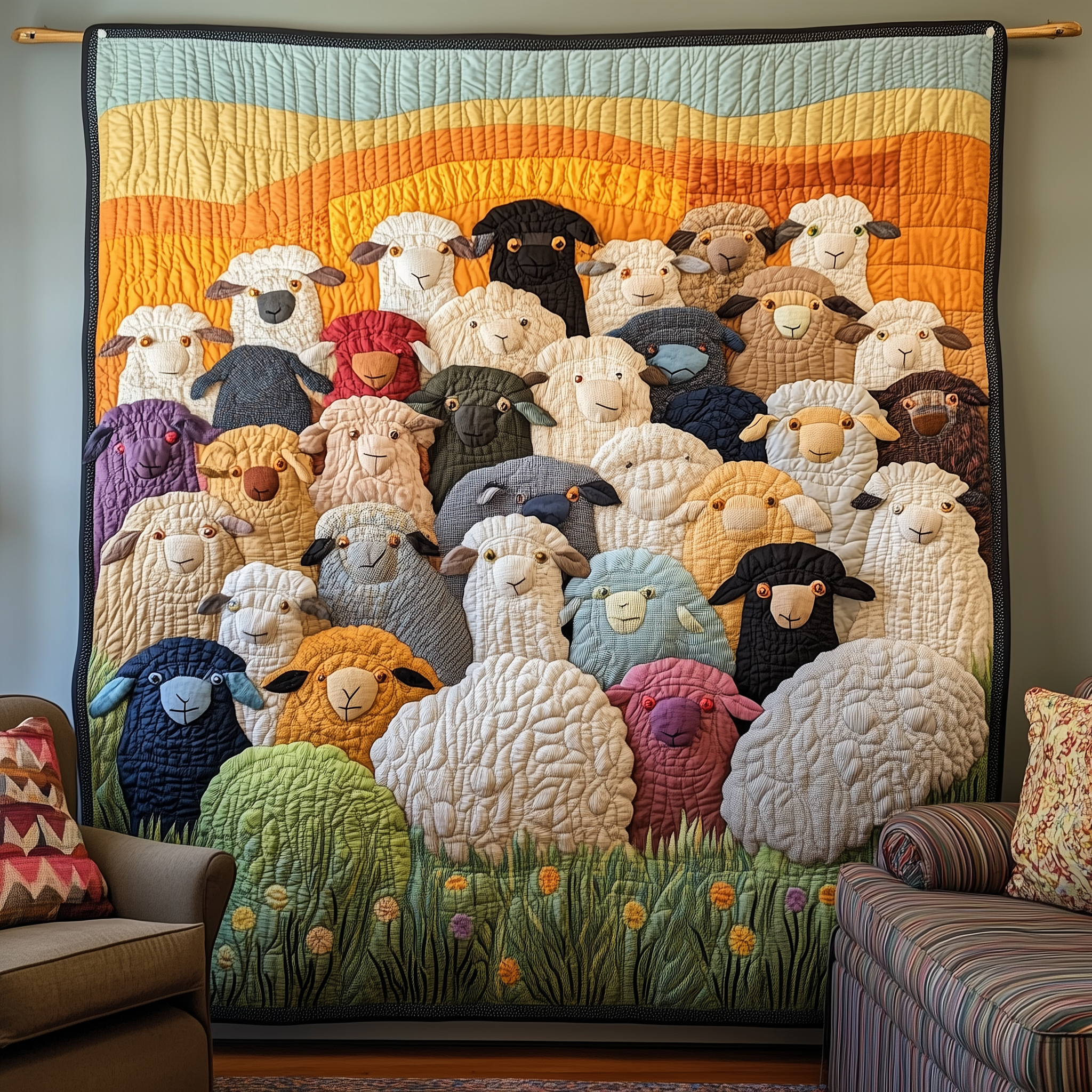 Sheep Parade Quilted Blanket GFTONL444