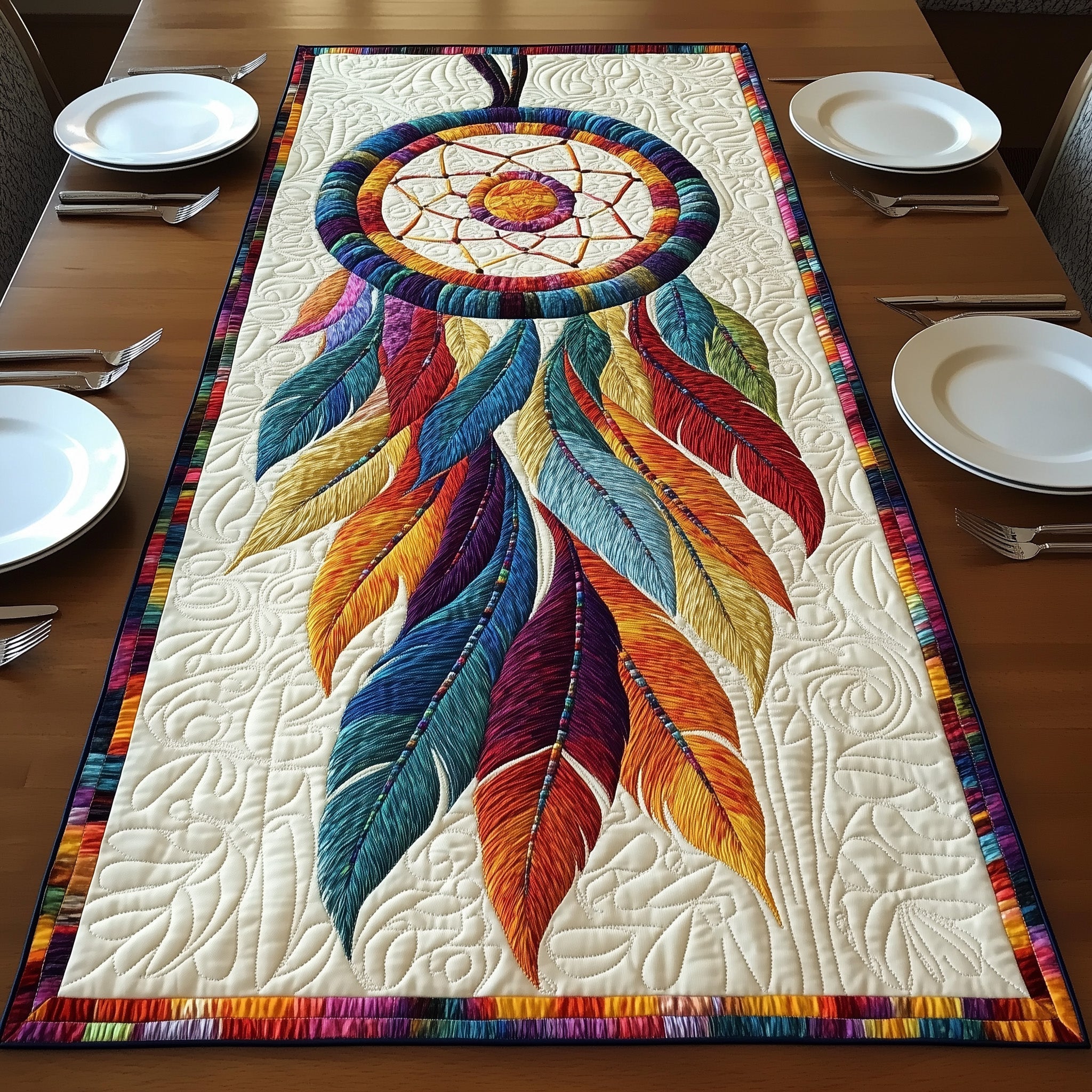 Feathers Dreamcatcher Quilted Table Runner GFTONL4670