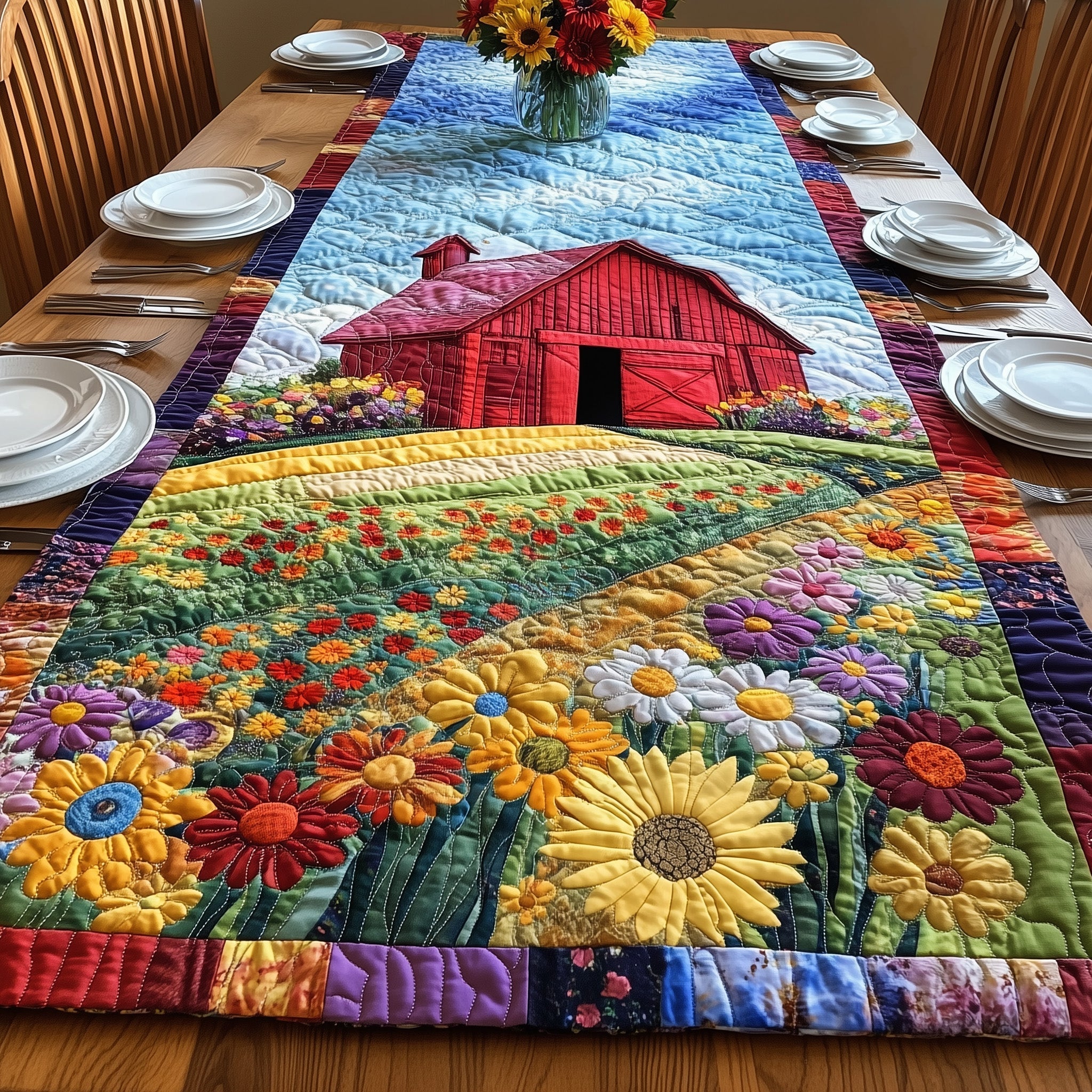Blooming Farm Quilted Table Runner GFTONL4682