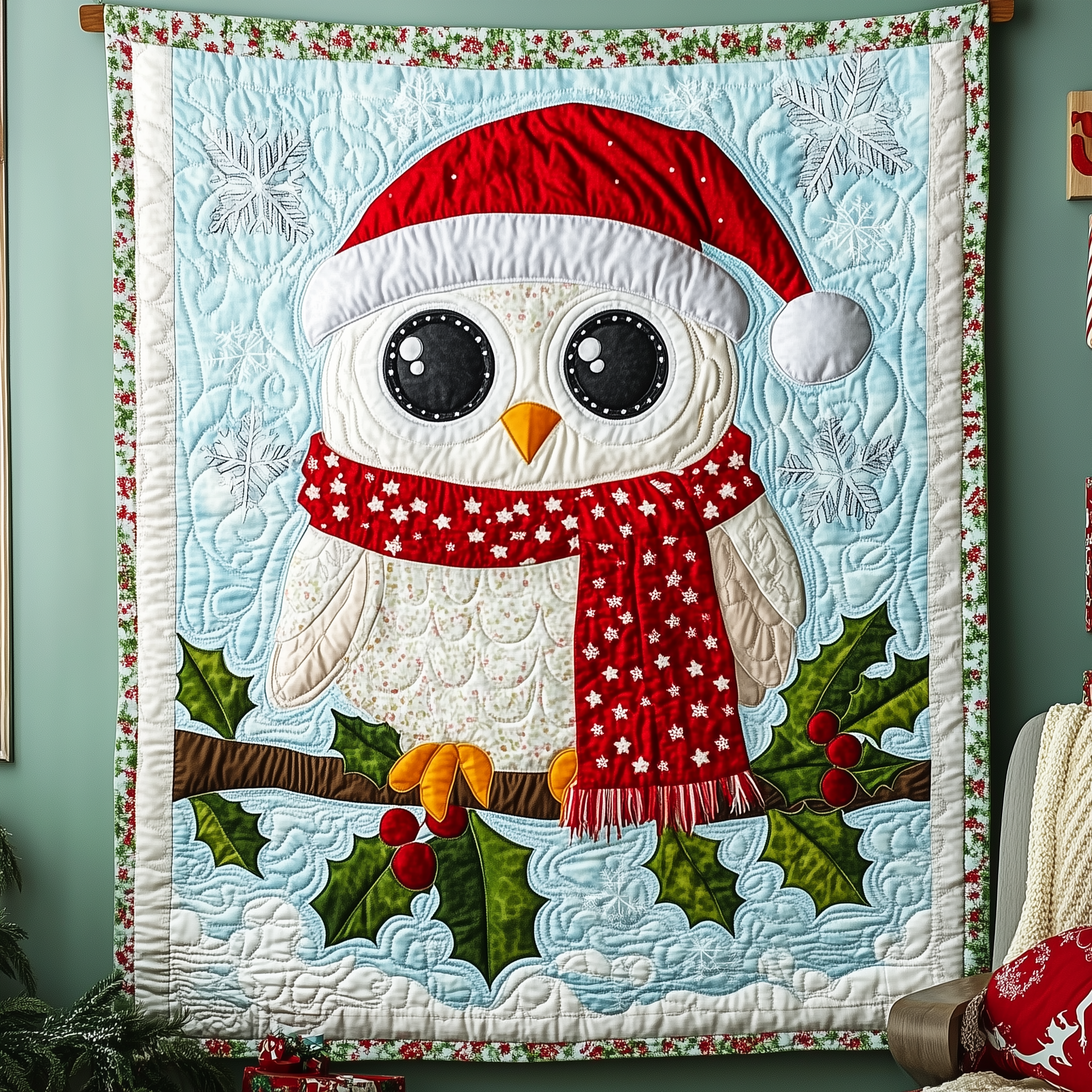Festive Owl Quilted Blanket GFTONL480