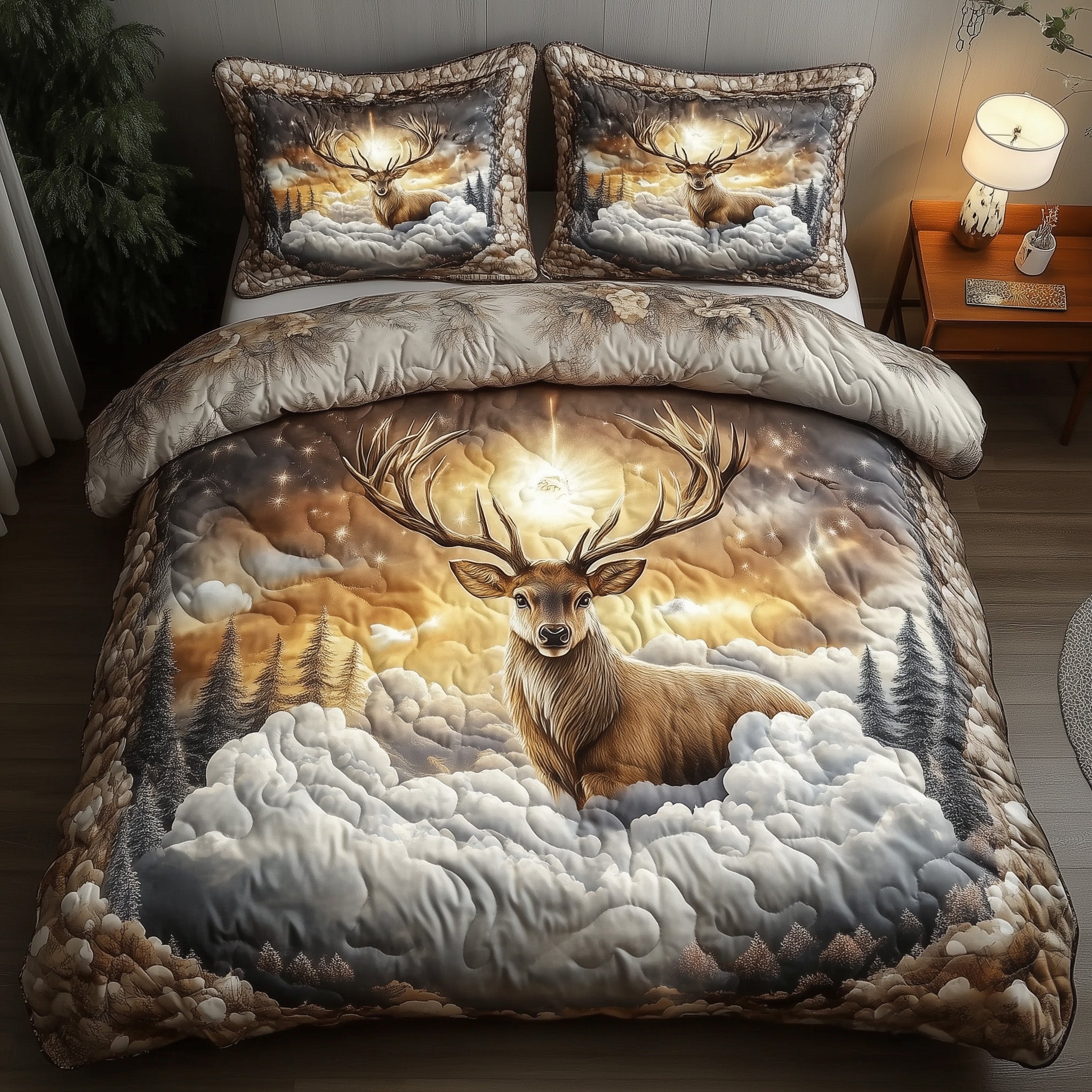 Heaven Deer 3-Piece Quilted Bedding Set GFTONL4822