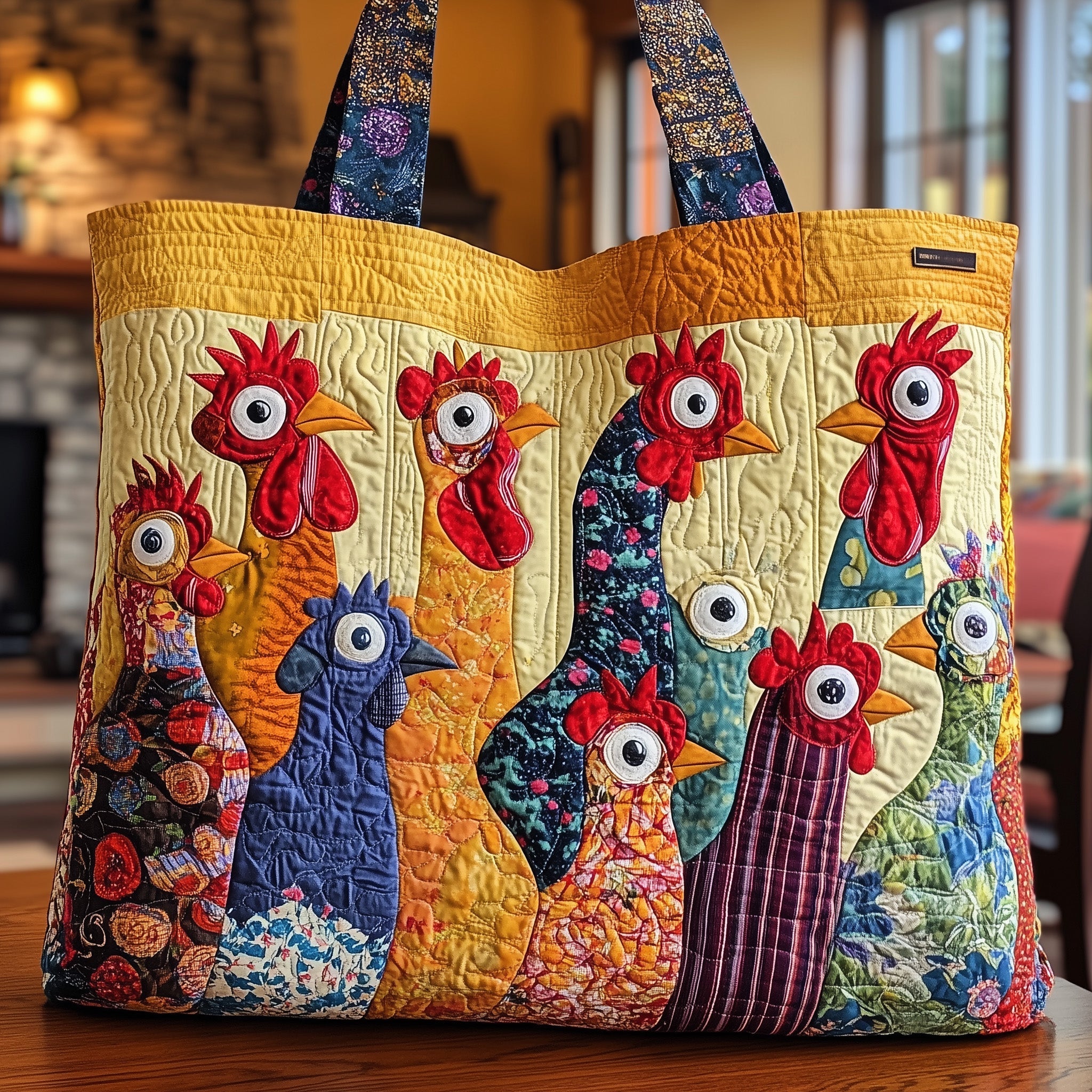 Cheerful Chicken Quilted Tote Bag GFTONL4835