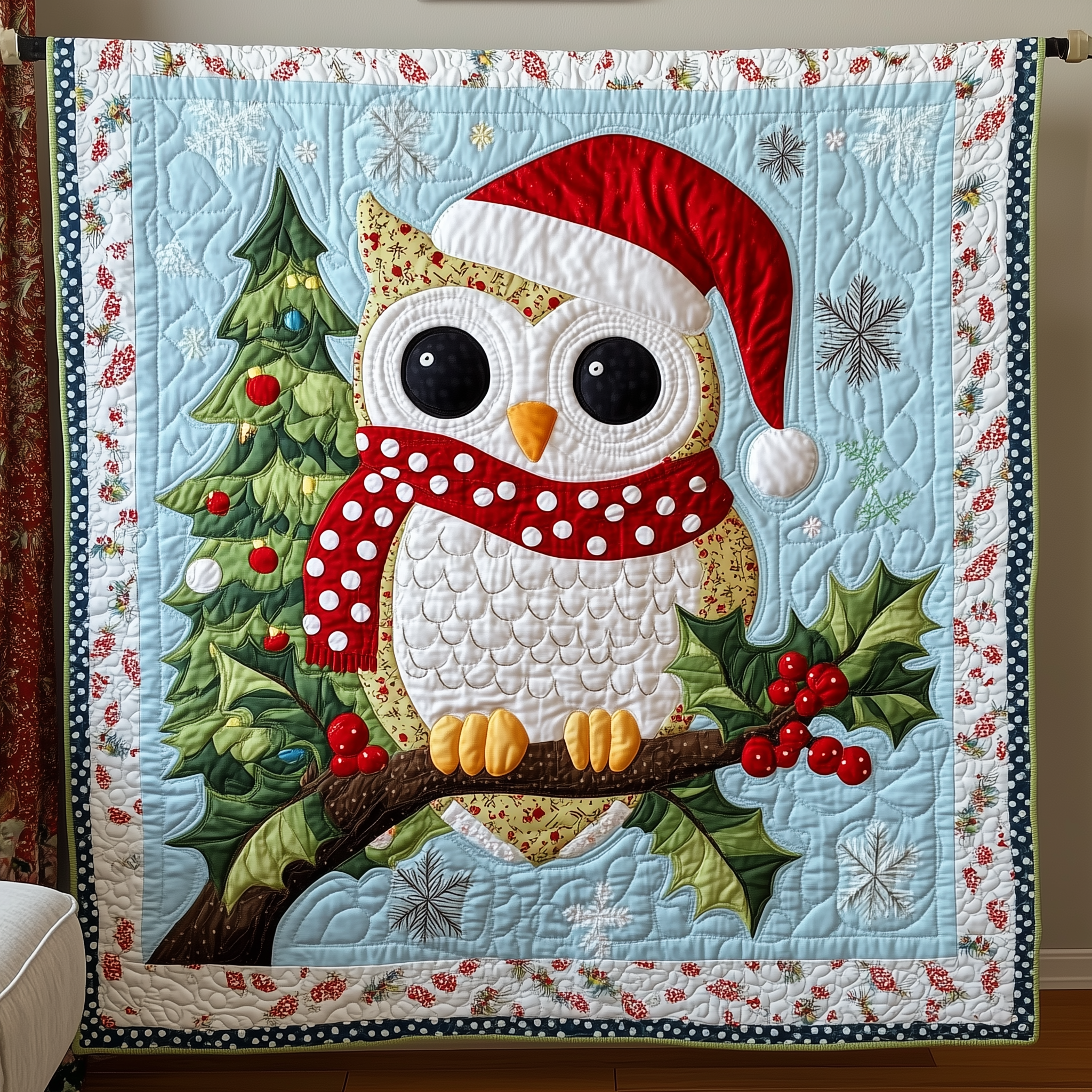 Festive Owl Quilted Blanket GFTONL487