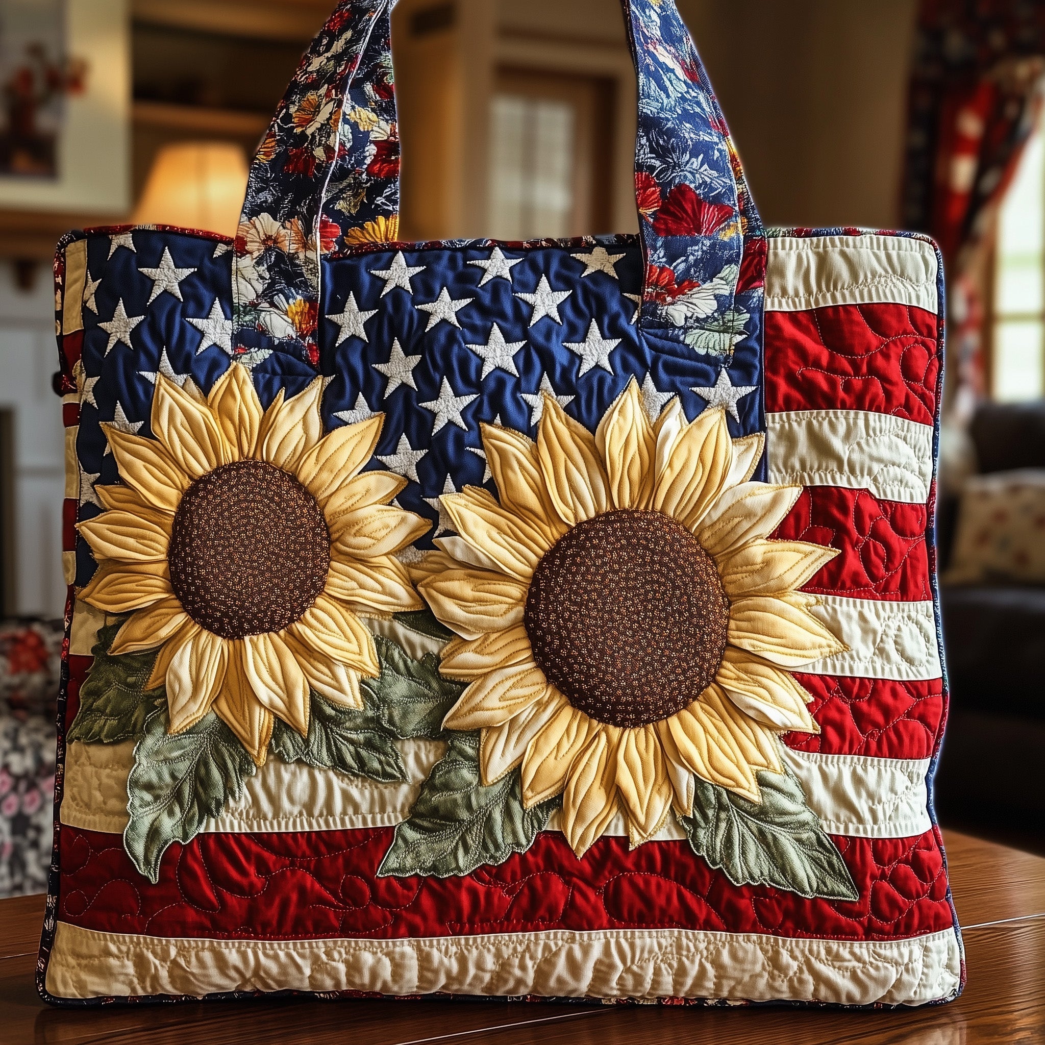 Patriot Sunflower Quilted Tote Bag GFTONL4909