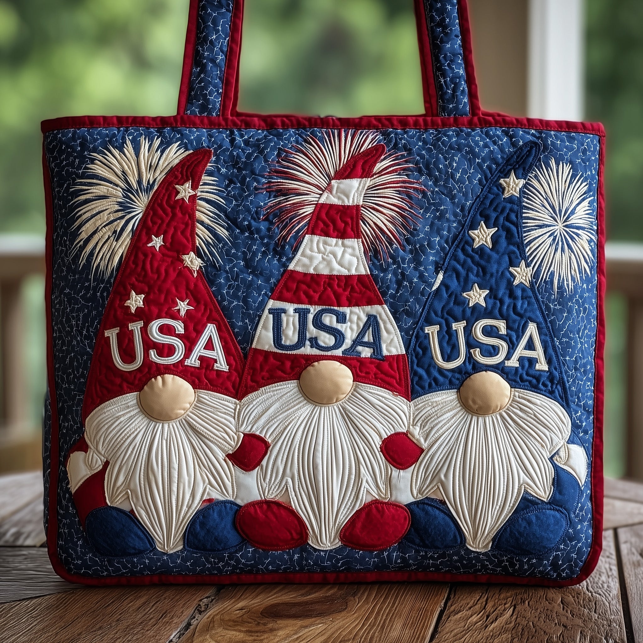 USA Patriot Gnome Quilted Tote Bag GFTONL4936