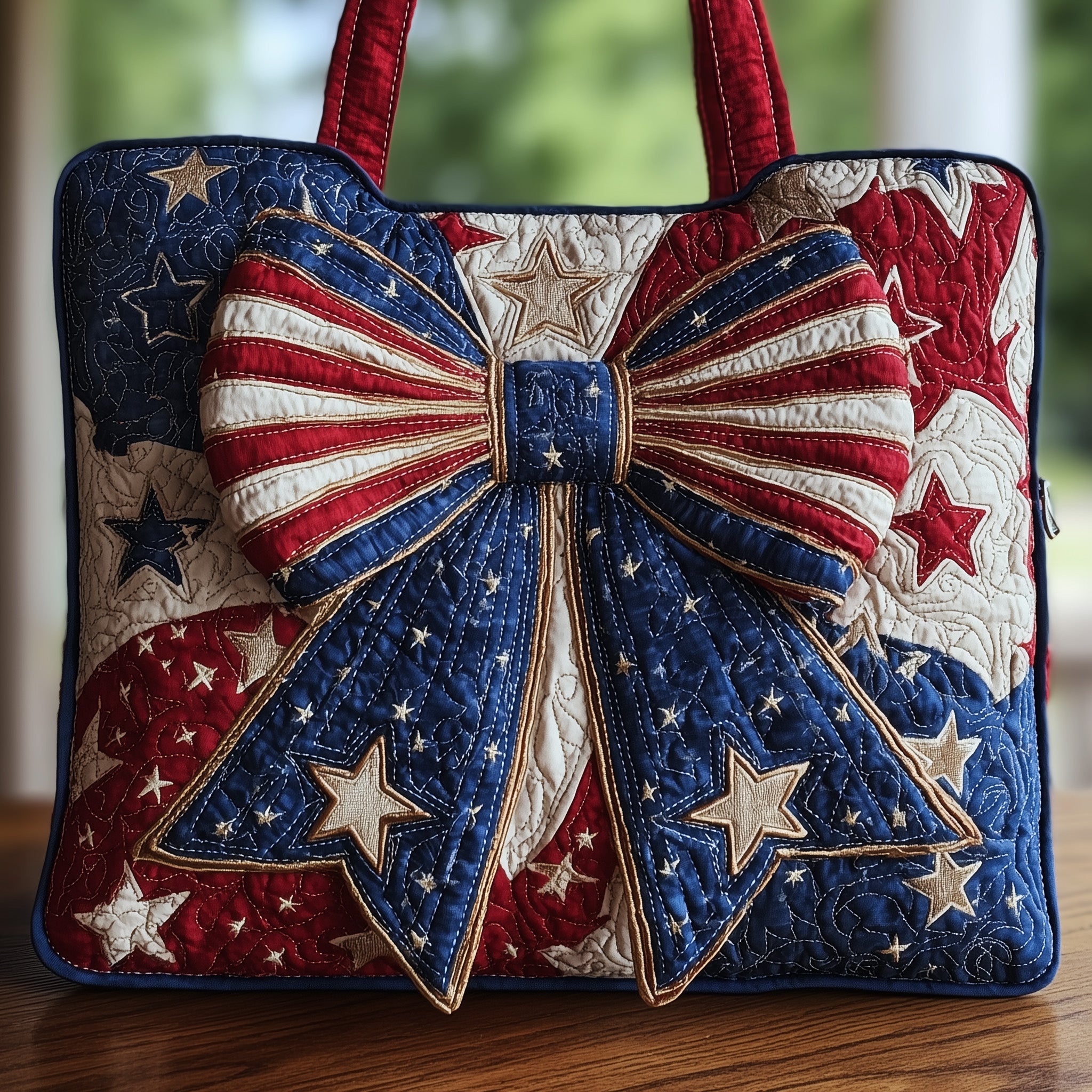 American Pride Bow Quilted Tote Bag GFTONL4952