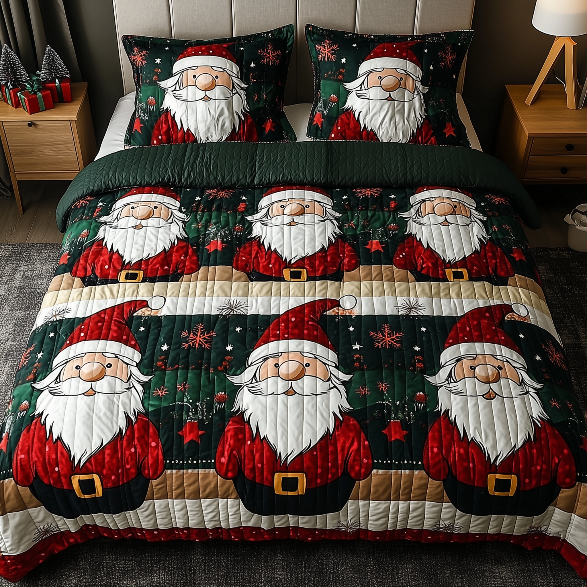 Jolly Gnomes 3-Piece Quilted Bedding Set GFTONL511